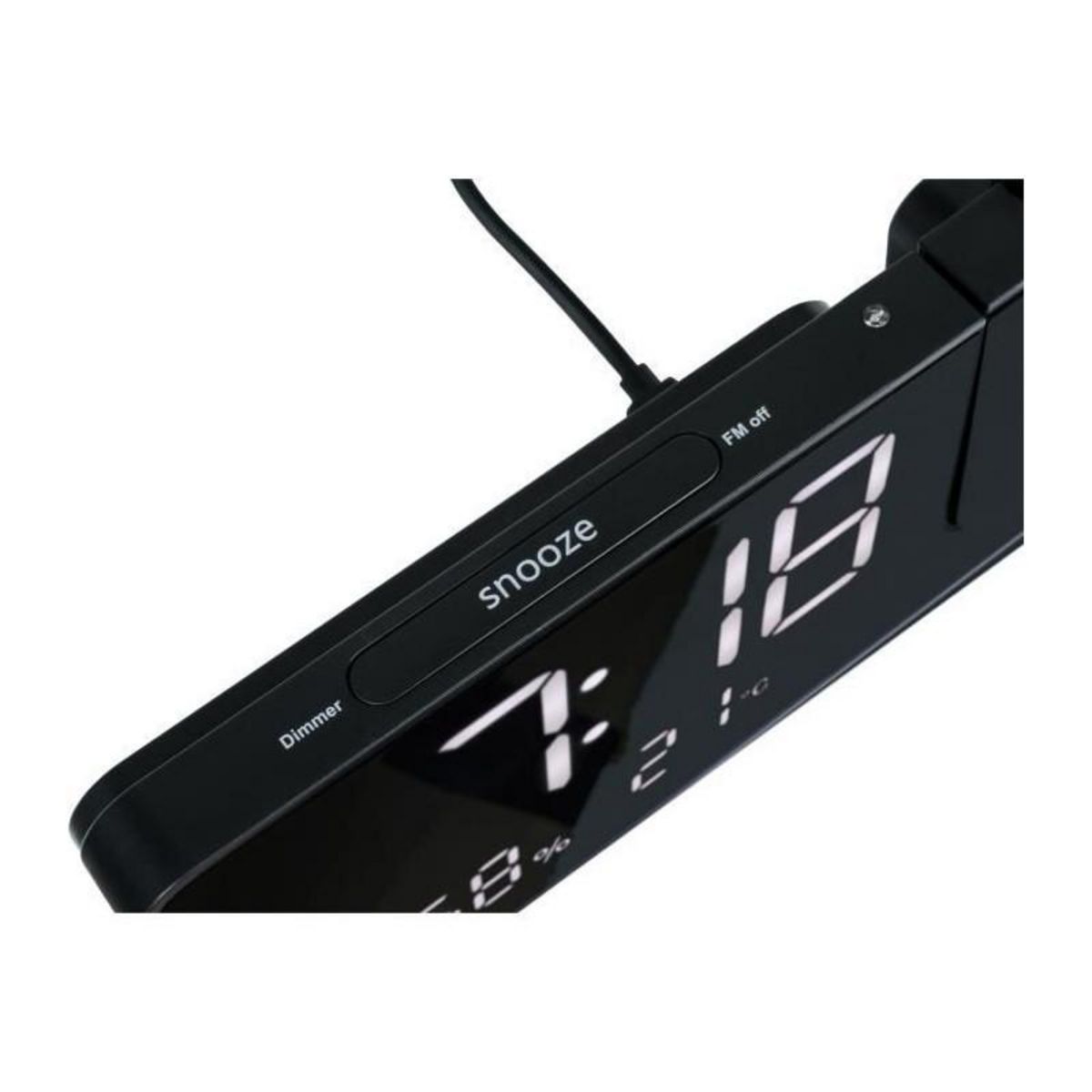 THOMSON Radio-réveil projecteur - THOMSON - Noir - Radio FM, Température, Humidité, Double alarme, USB-C, Alim. 230V