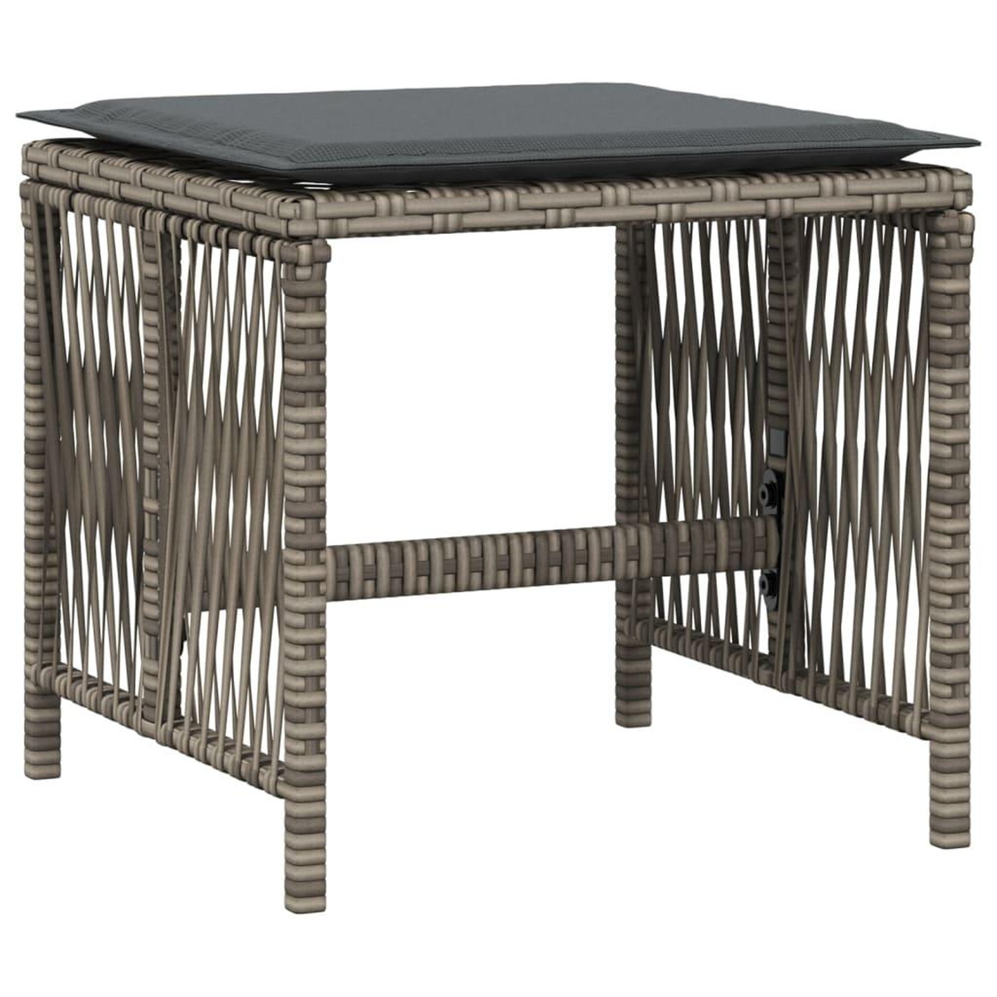 Voir la diapositive 4 : VIDAXL Tabourets de jardin et coussins lot de 4 gris 41x41x36 cm rotin