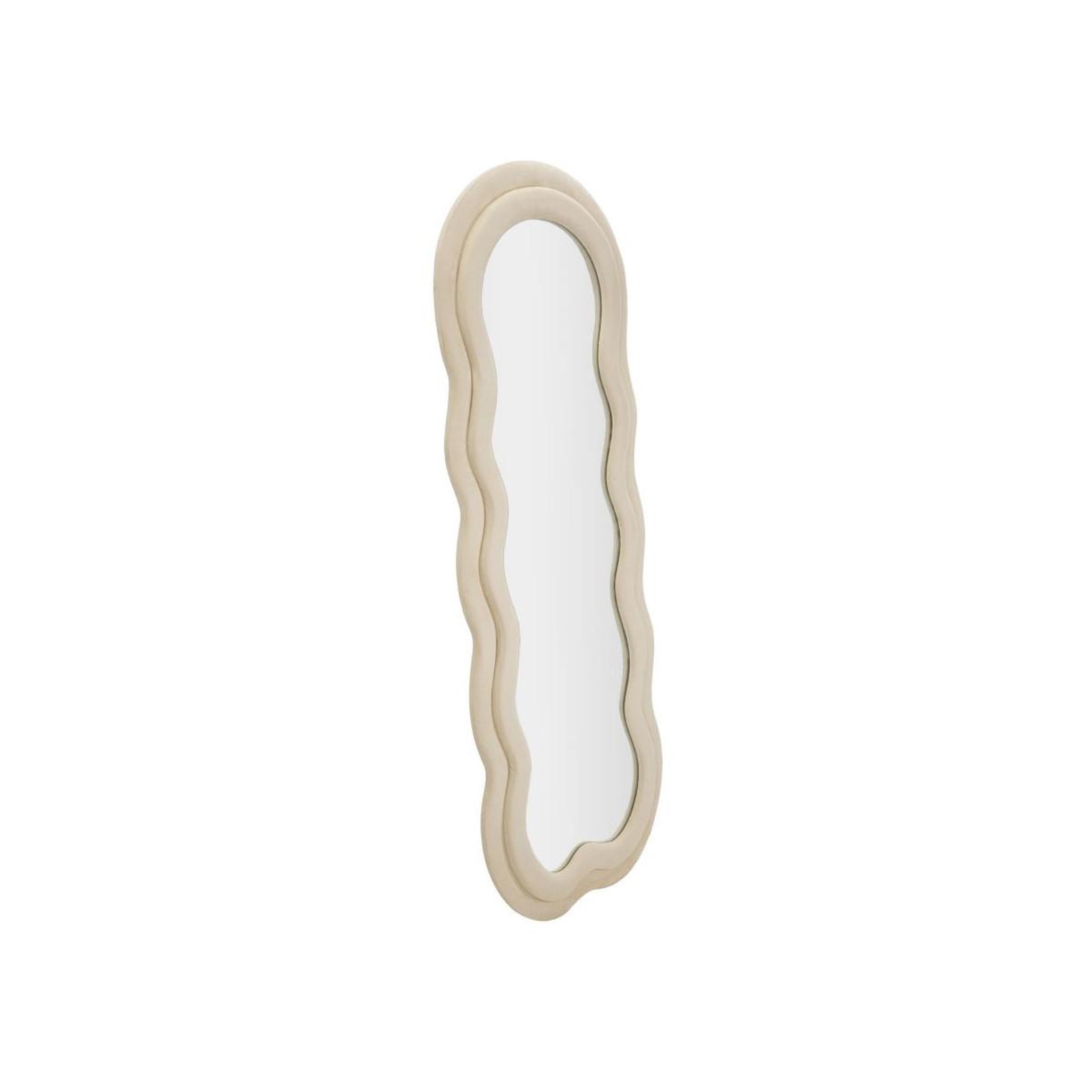 Voir la diapositive 2 : Paris Prix Miroir mural en velours  wavy  160cm crème