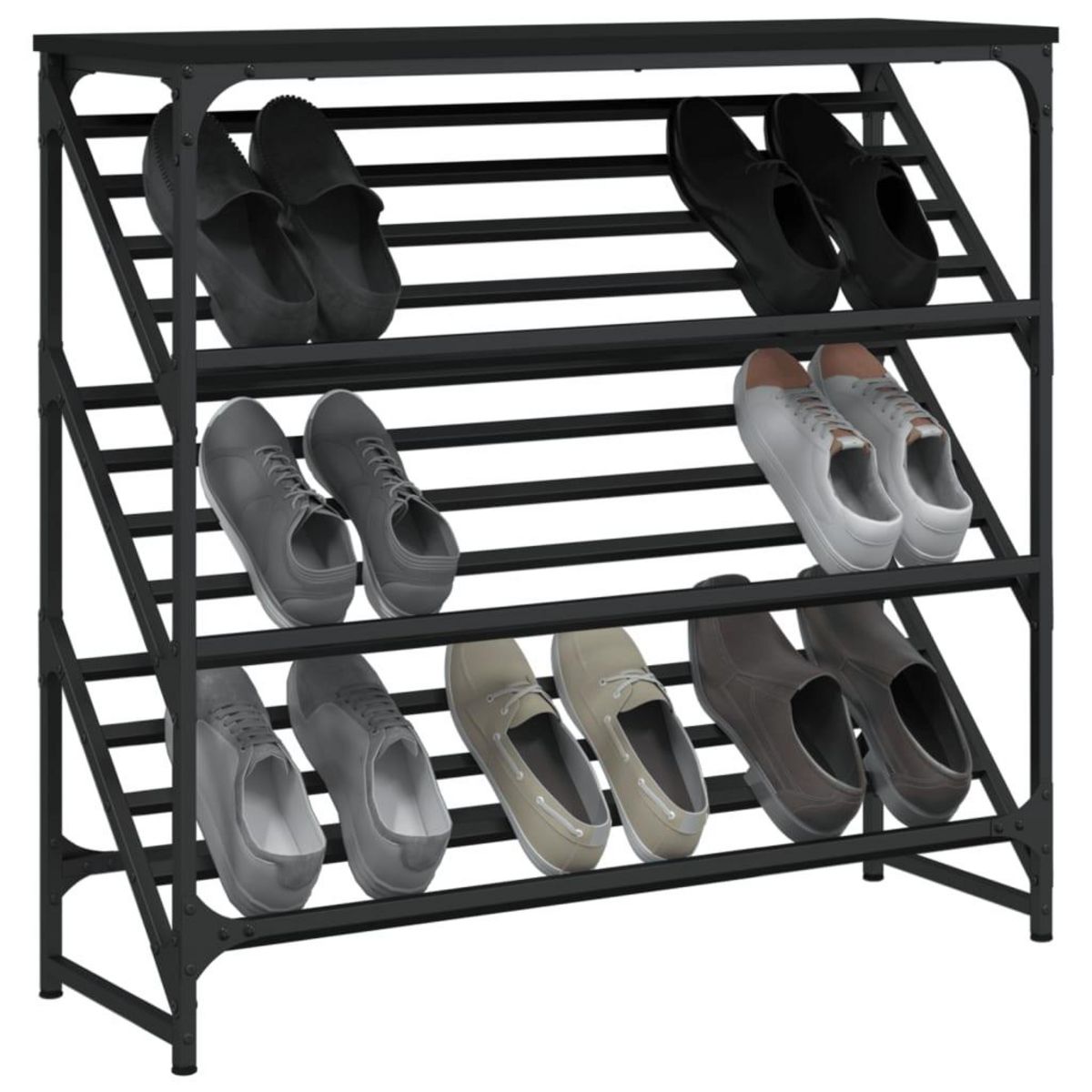 VIDAXL Etagere a chaussures noir 90x30x85 cm bois d'ingenierie