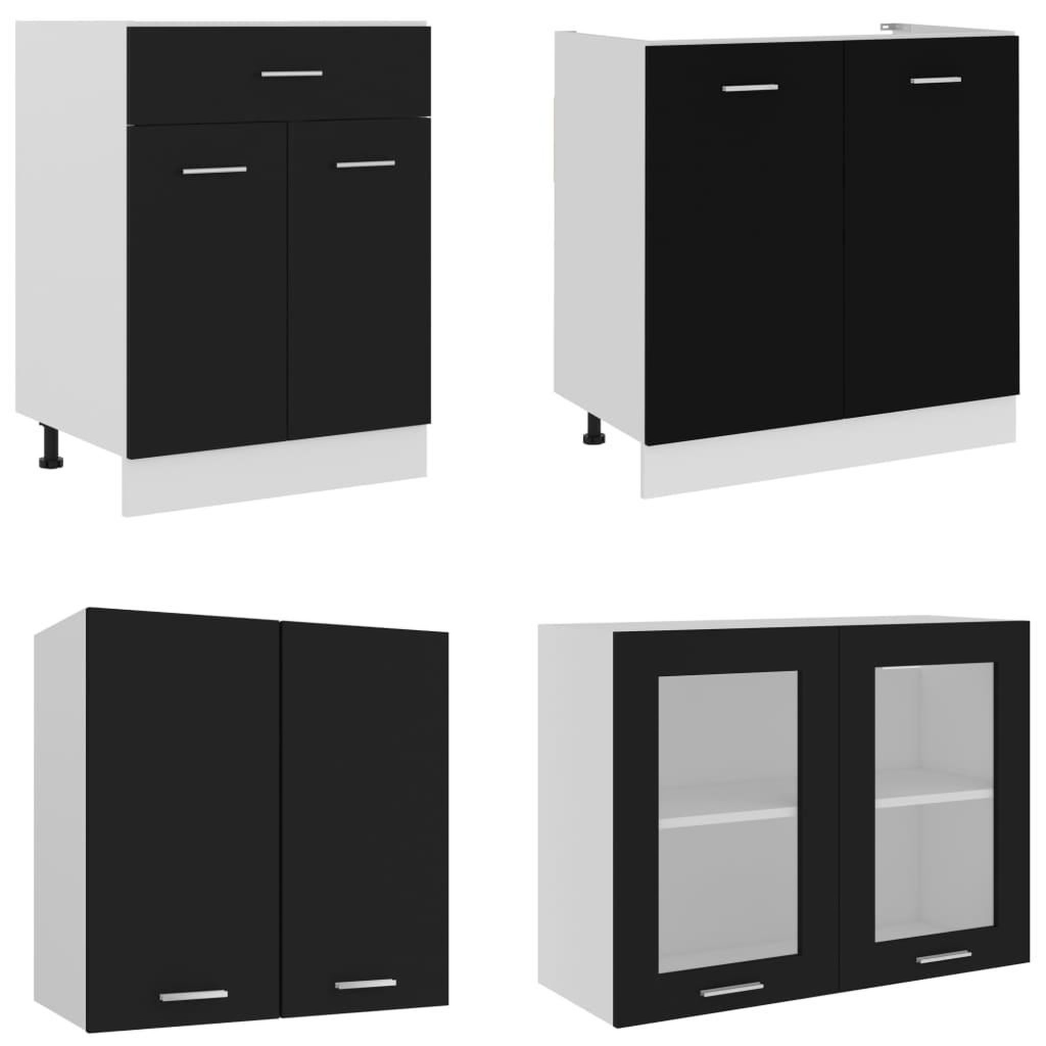 Voir la diapositive 4 : VIDAXL Ensemble de meubles de cuisine 4 pcs Noir Agglomere
