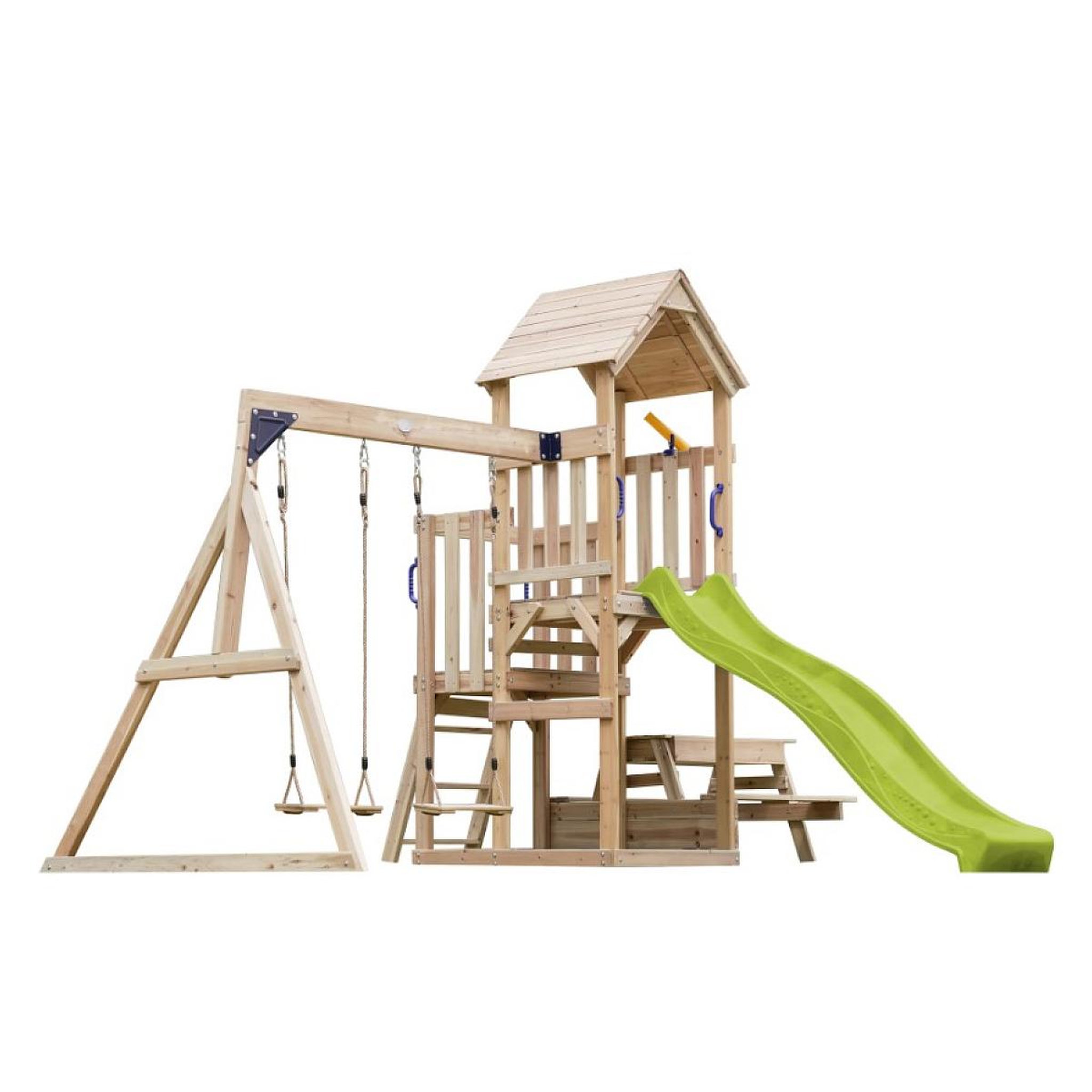 Axi House Portique Mette 2 balançoires + table toboggan vert citron