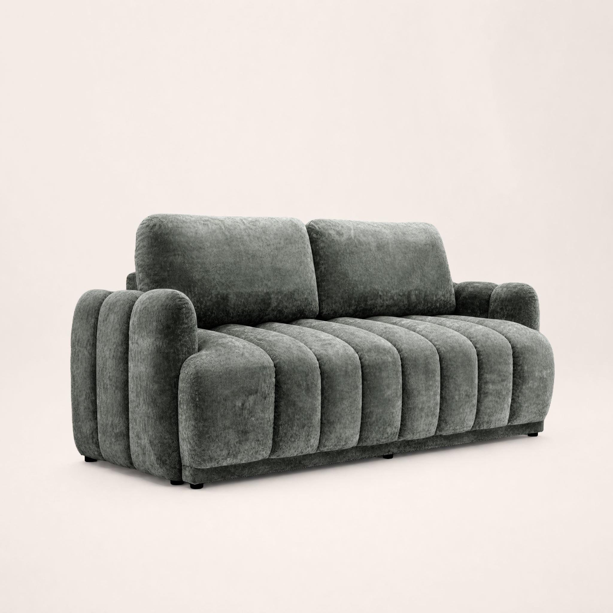 Voir la diapositive 3 : BEST MOBILIER Silvia - canapé droit 3 places convertible avec coffre - en tissu bouclette