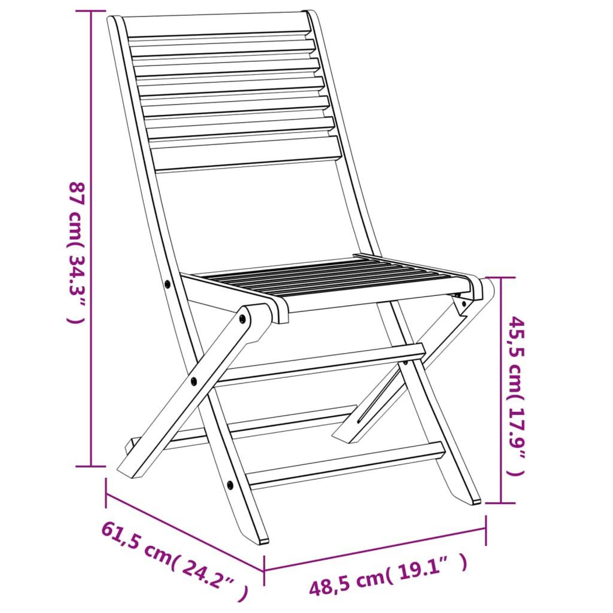 Voir la diapositive 6 : VIDAXL Chaises pliables de jardin lot de 4 bois massif d'acacia