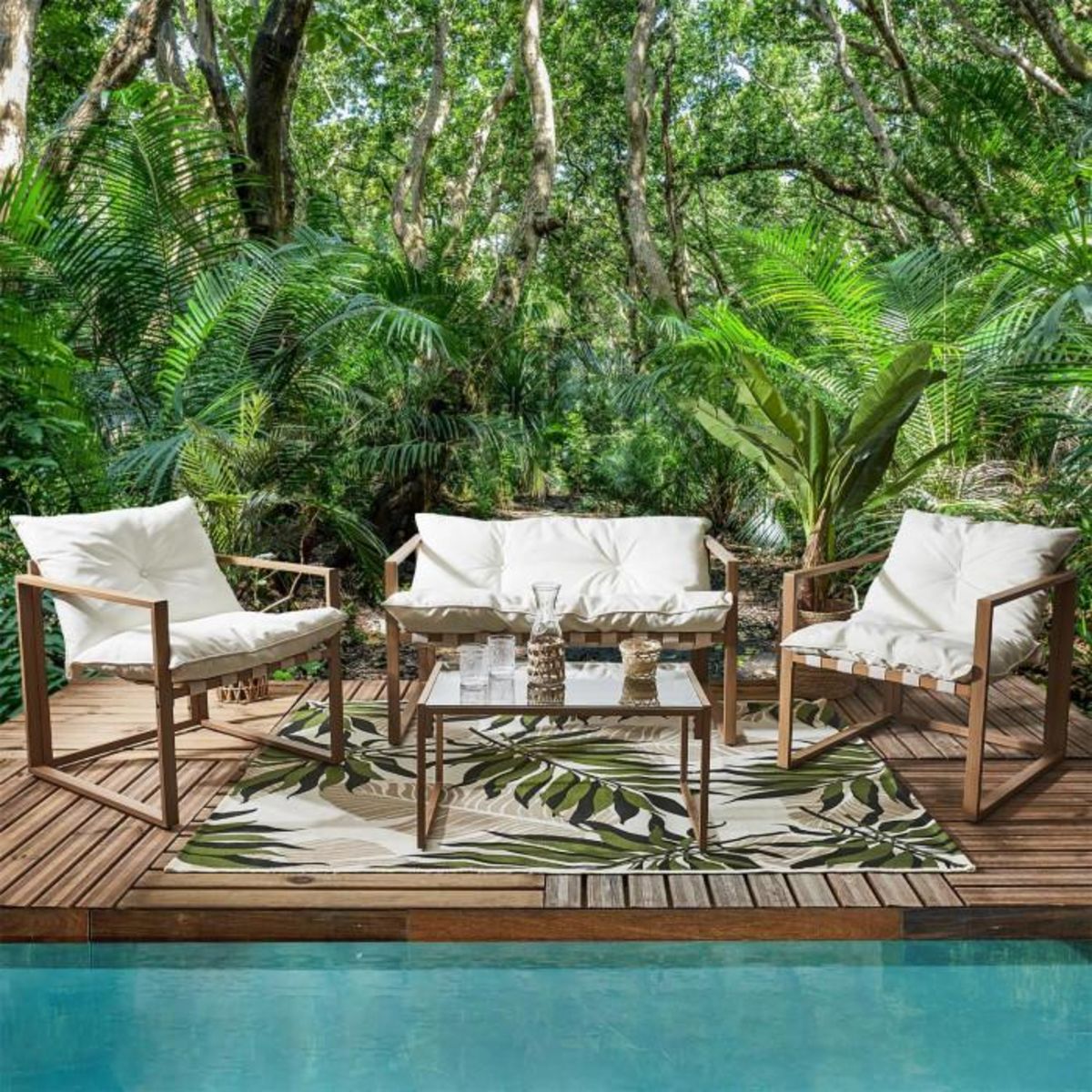 Paris Prix Salon de Jardin 4 Places  Cagliari  118cm Blanc