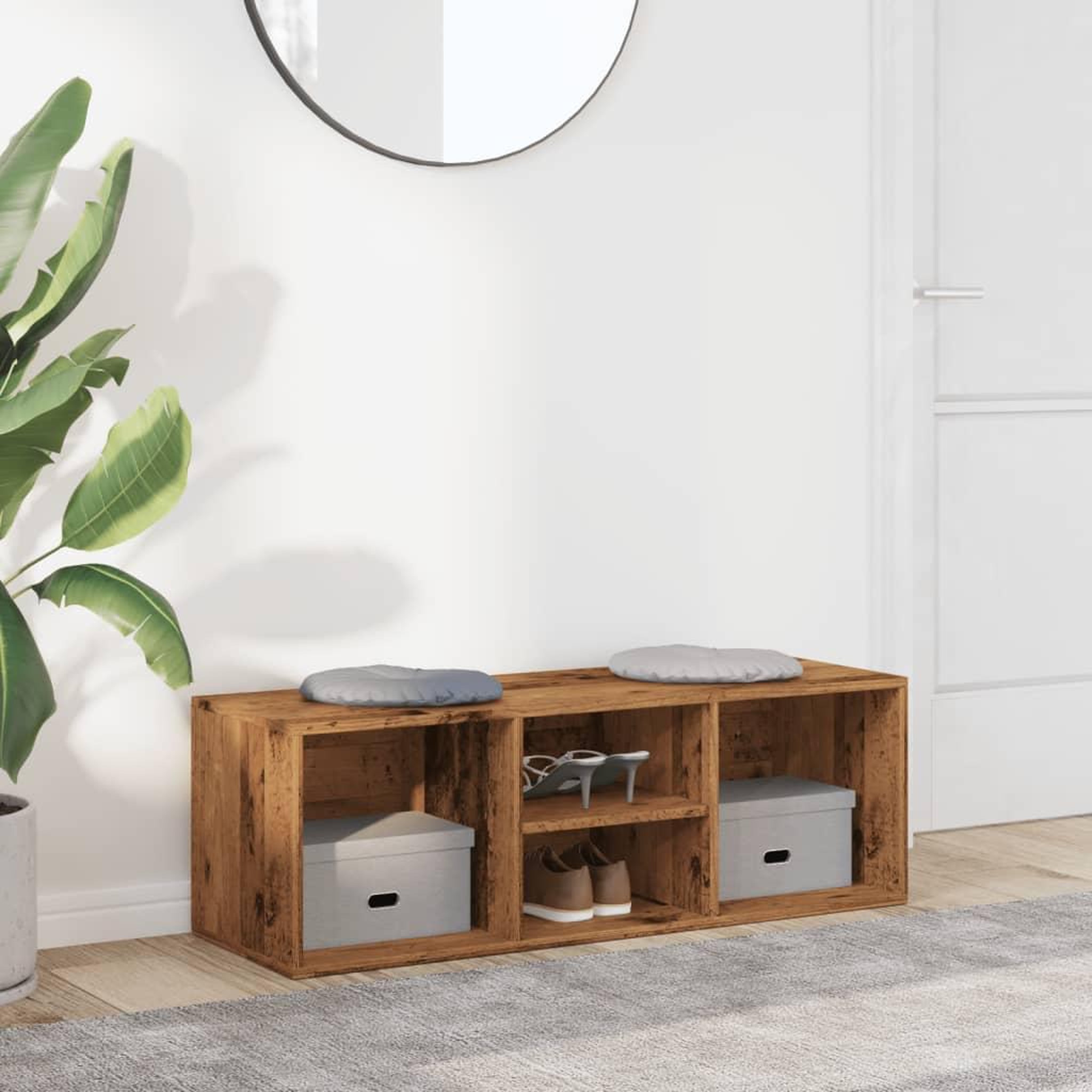 Voir la diapositive 3 : VIDAXL Banc de rangement a chaussures vieux bois 105x35x35 cm