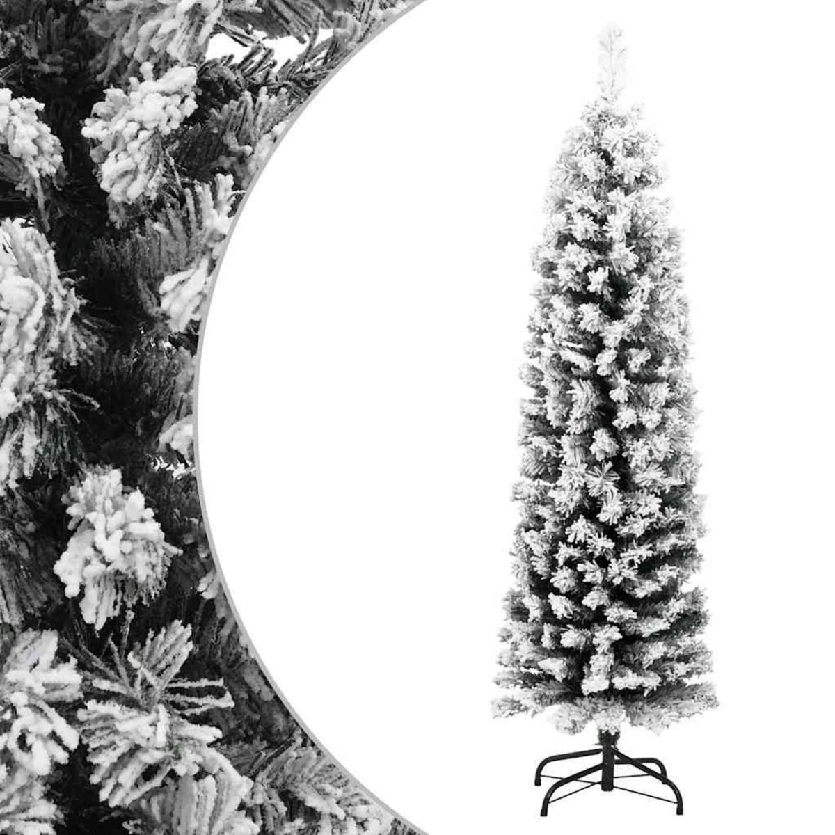VIDAXL Sapin de Noël artificiel mince flocon de neige vert 120 cm PVC