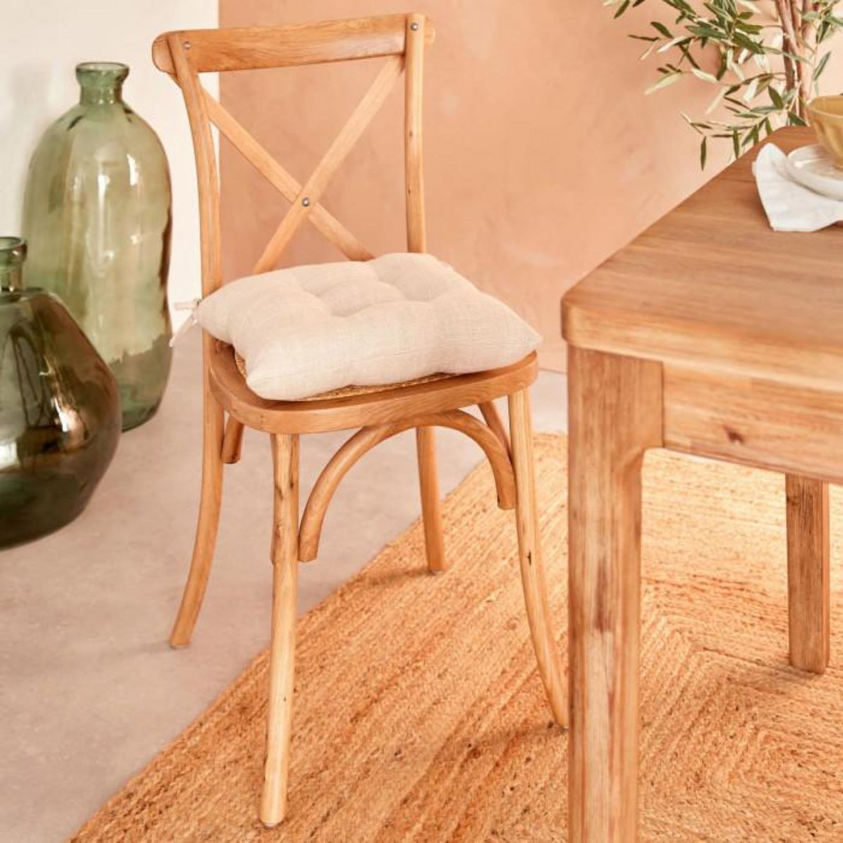 ATMOSPHERA Galette de Chaise  Clem  38x38cm Beige Lin