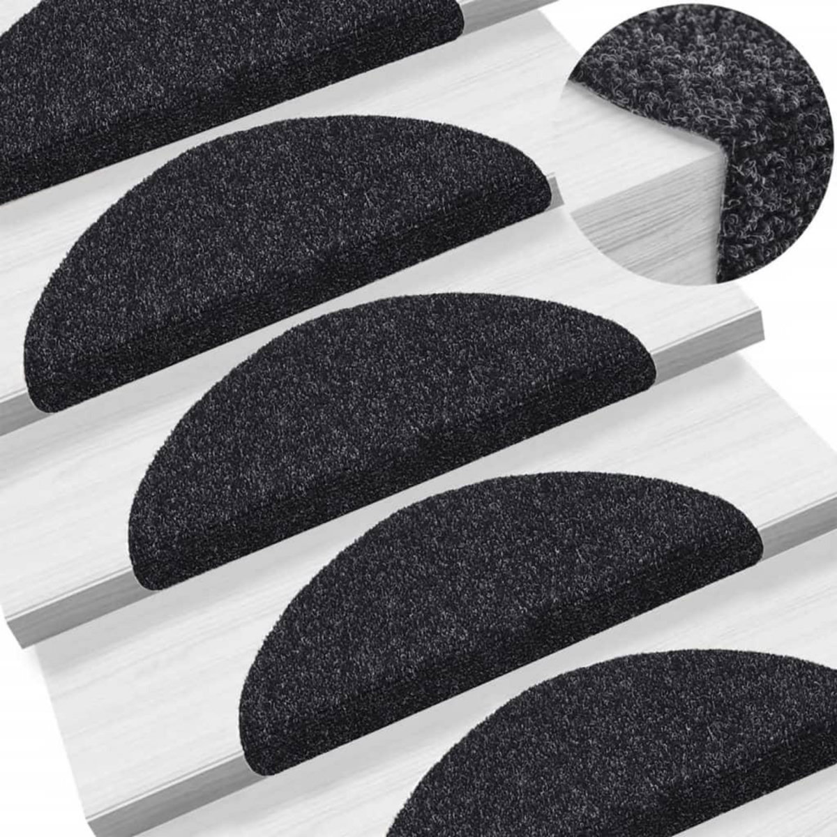 VIDAXL Tapis autoadhesifs de marches 5 pcs Noir 56x17x3 cm Aiguillete