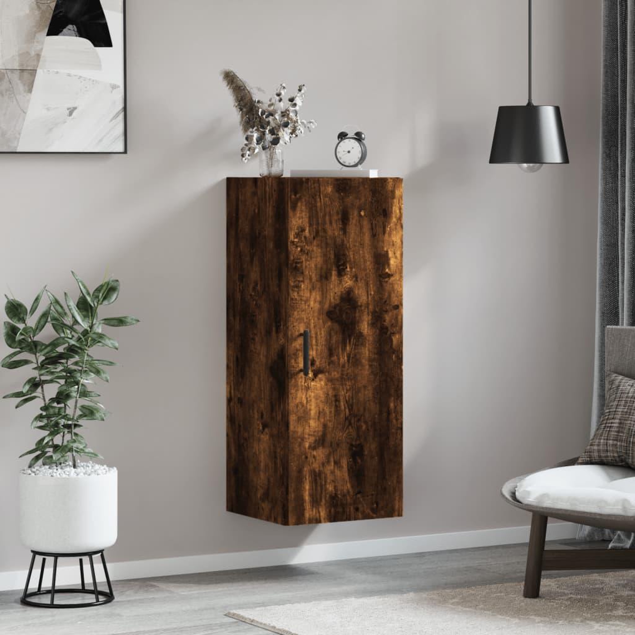 Voir la diapositive 3 : VIDAXL Armoire murale chene fume 34,5x34x90 cm