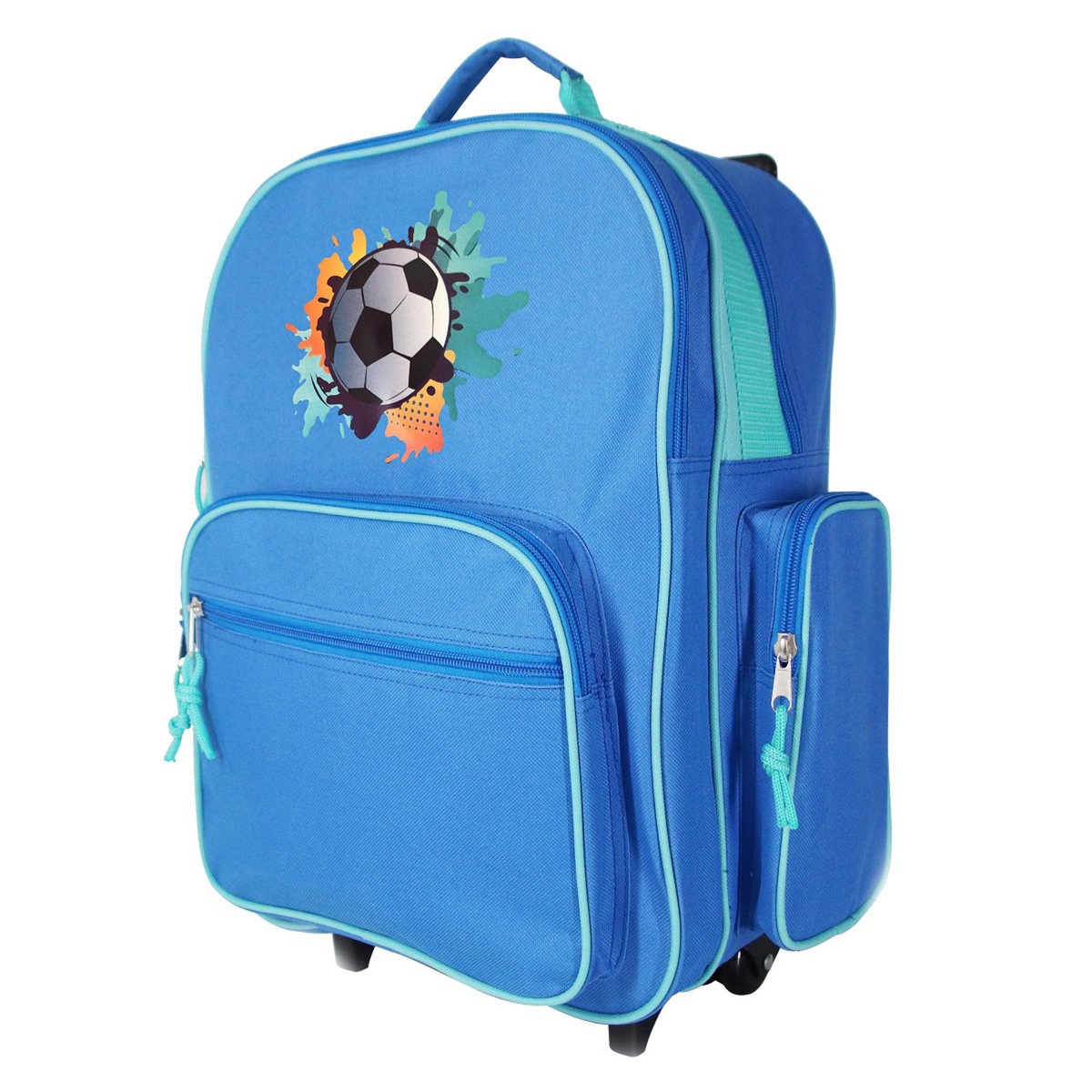 AUCHAN Sac à dos à roulettes bleu