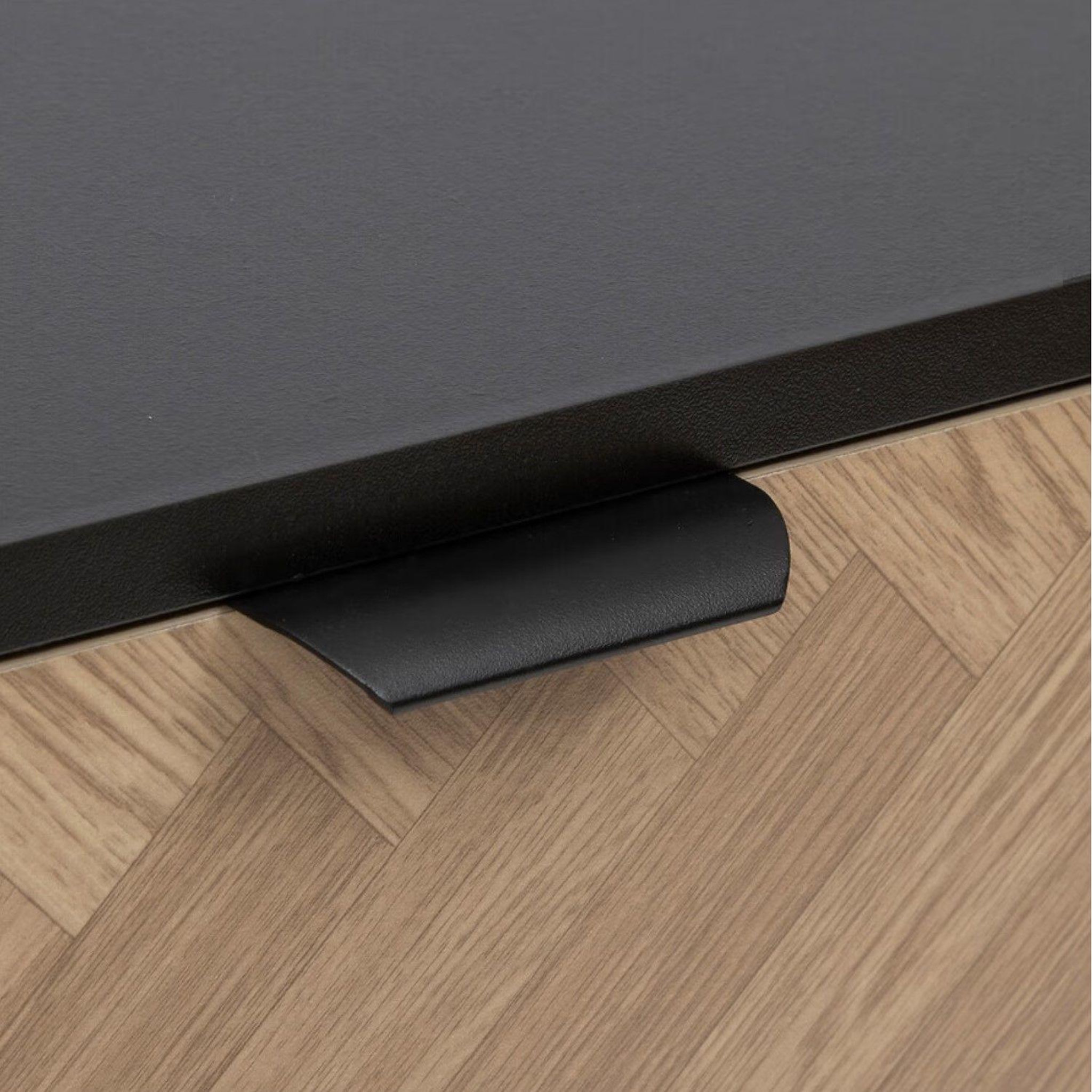Voir la diapositive 6 : FIVE Console 2 tiroirs en bois et métal chevrons - beige et noir
