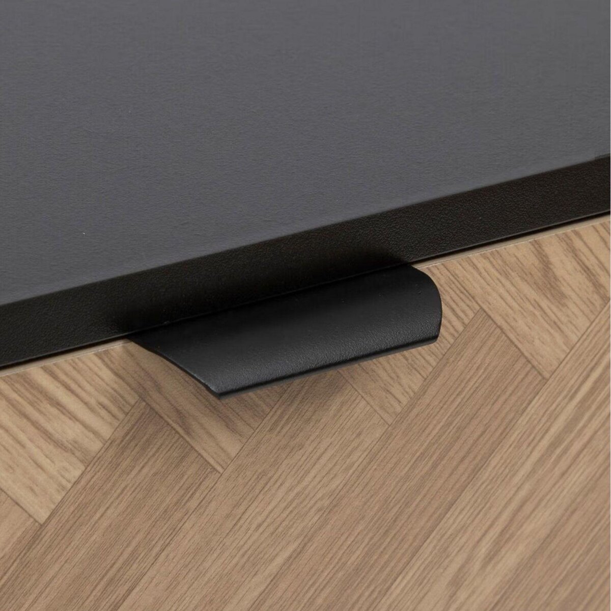 FIVE Console 2 tiroirs en bois et métal CHEVRONS - Beige et noir