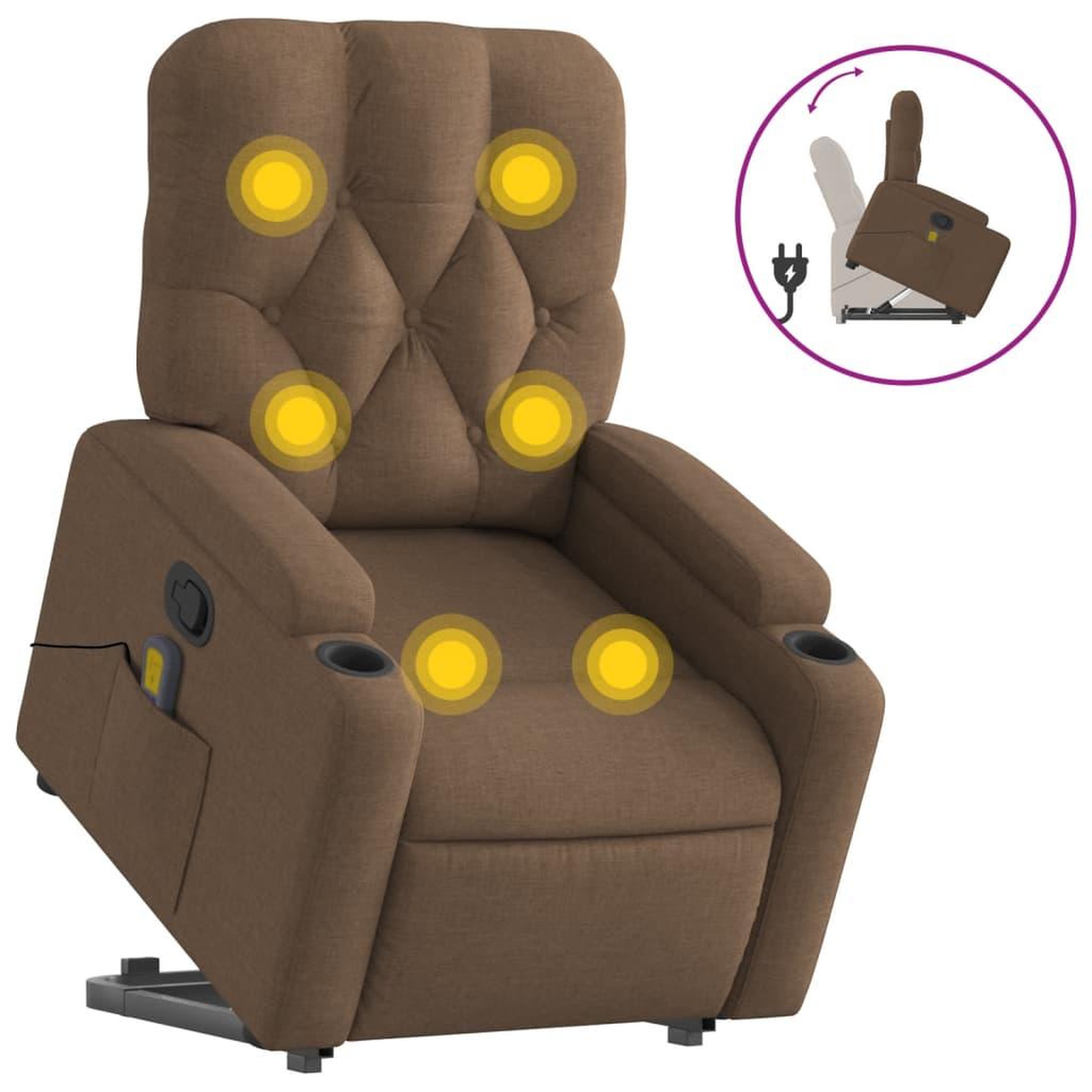 Voir la diapositive 2 : VIDAXL Fauteuil de massage inclinable Marron Tissu
