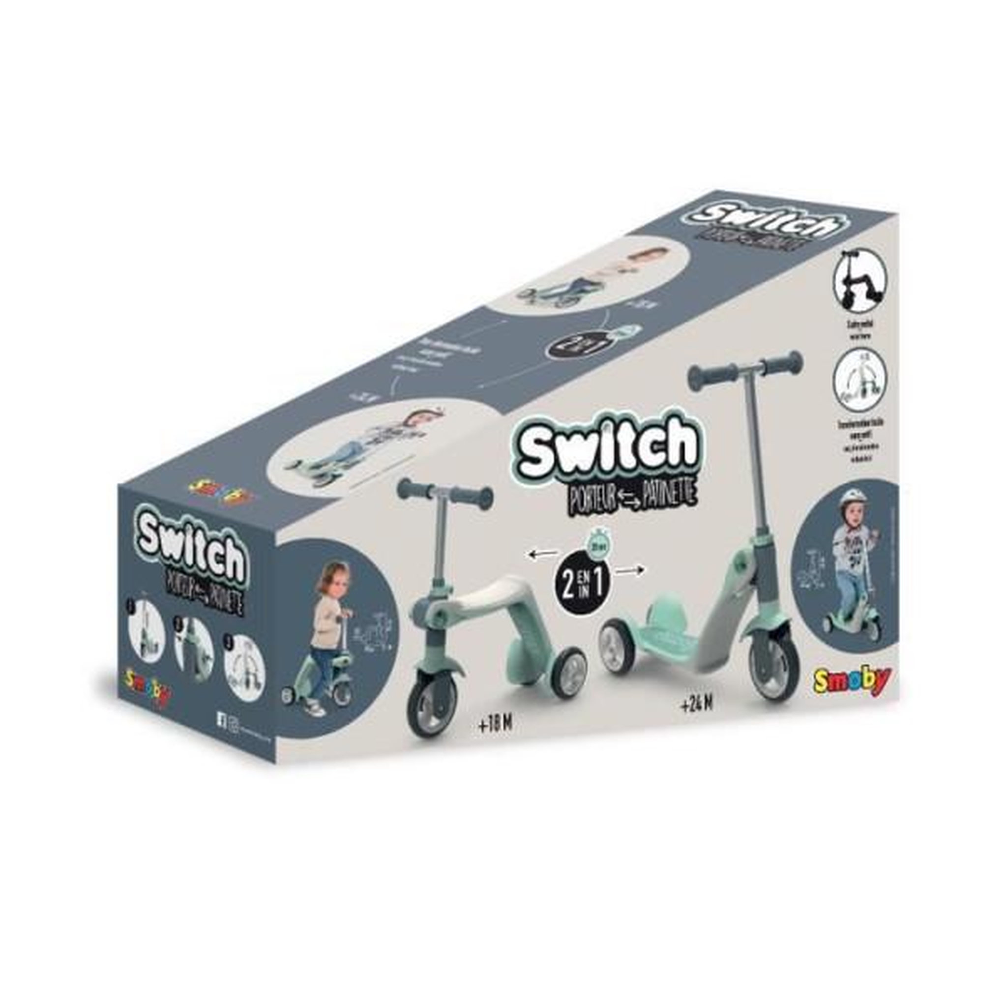 Voir la diapositive 2 : SMOBY SMOBY - Draisienne transformable en patinette - 3 roues - pour bébé de 18 mois a 4 ans