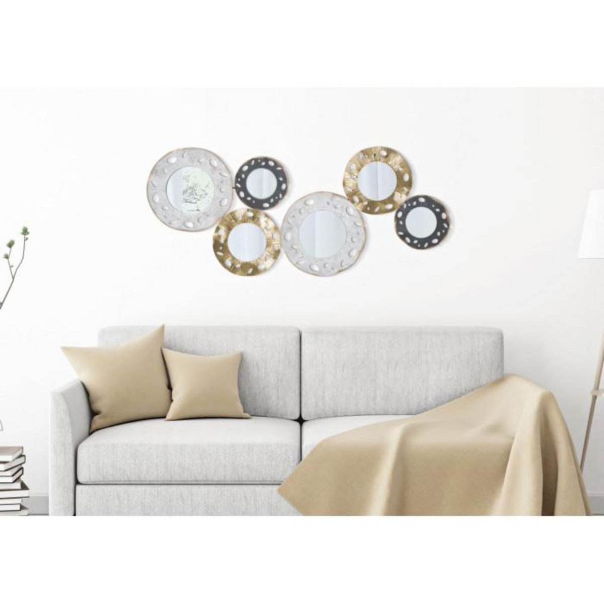 Paris Prix Décoration Murale 6 Miroirs  Gloty  104cm Multicolore