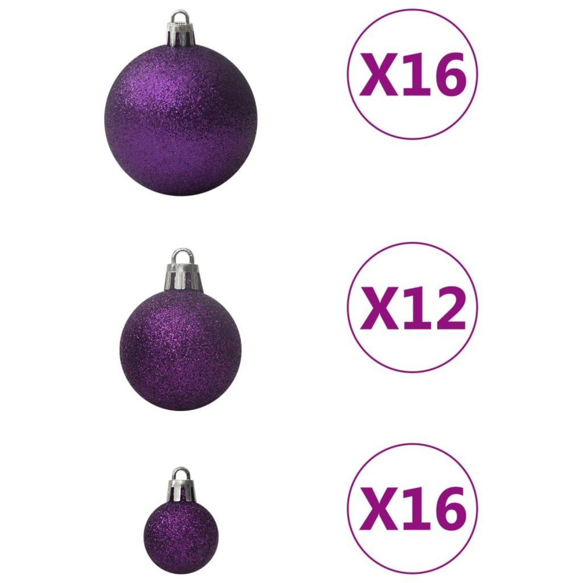 VIDAXL Ensemble de boules de Noël 100 pcs Violet