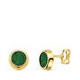 Voir la diapositive 1 : L'ATELIER D'AZUR Boucles d'Oreilles Or 18 Carats 750 Jaune et Malachite - Rondes