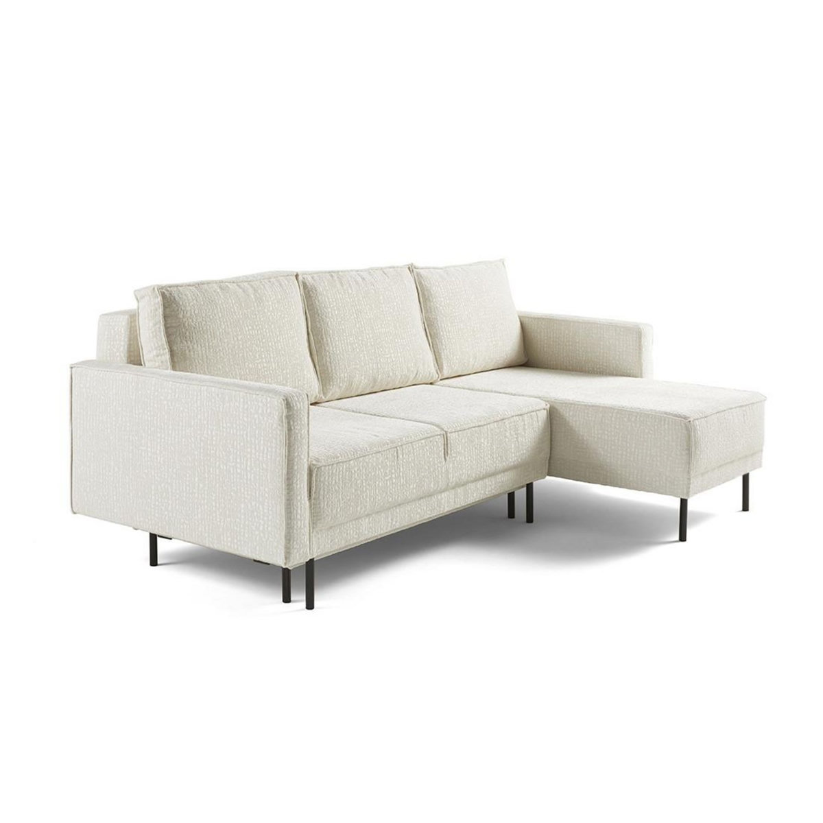 LISA DESIGN Charlie - canapé d'angle réversible 4 places - convertible avec coffre - en tissu velours relief