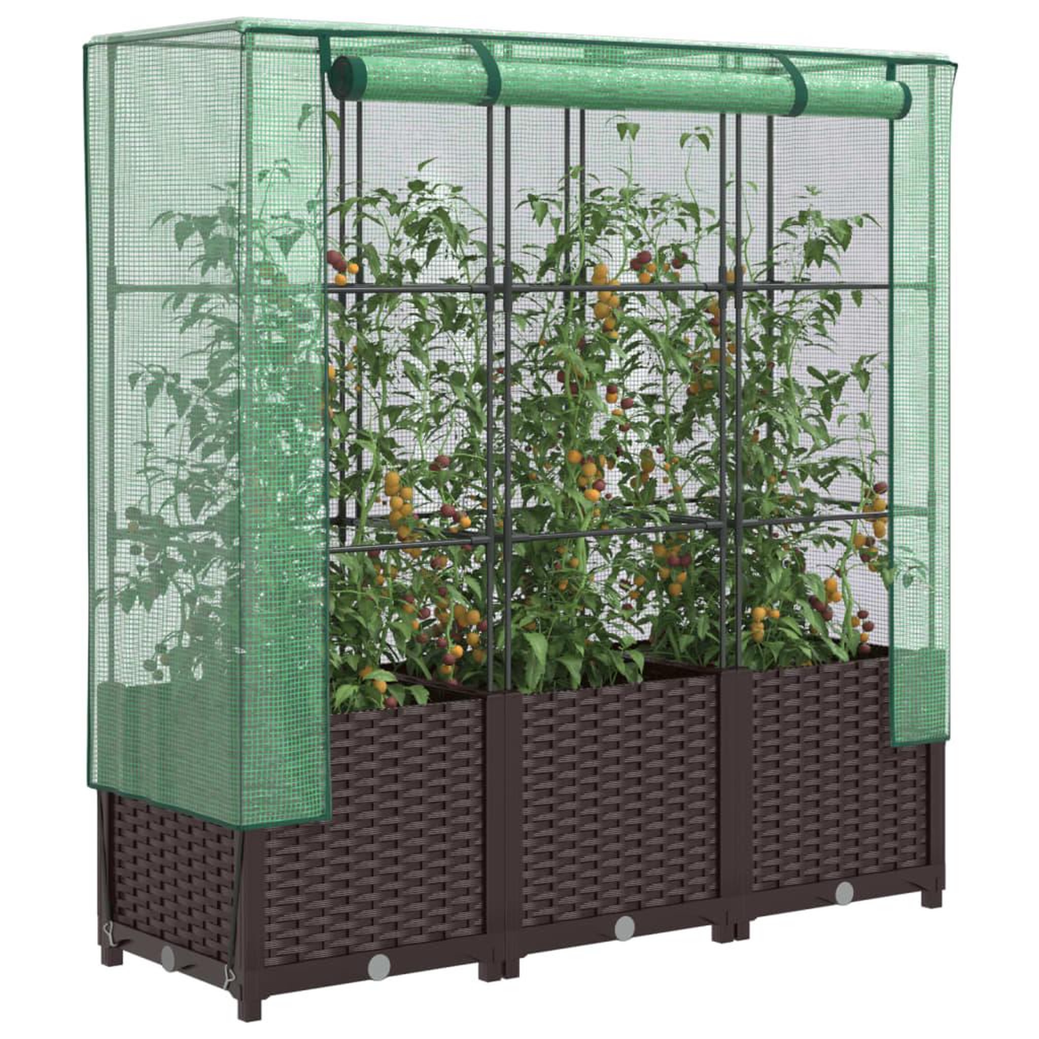 VIDAXL Jardiniere surelevee avec housse aspect rotin 120x40x138 cm