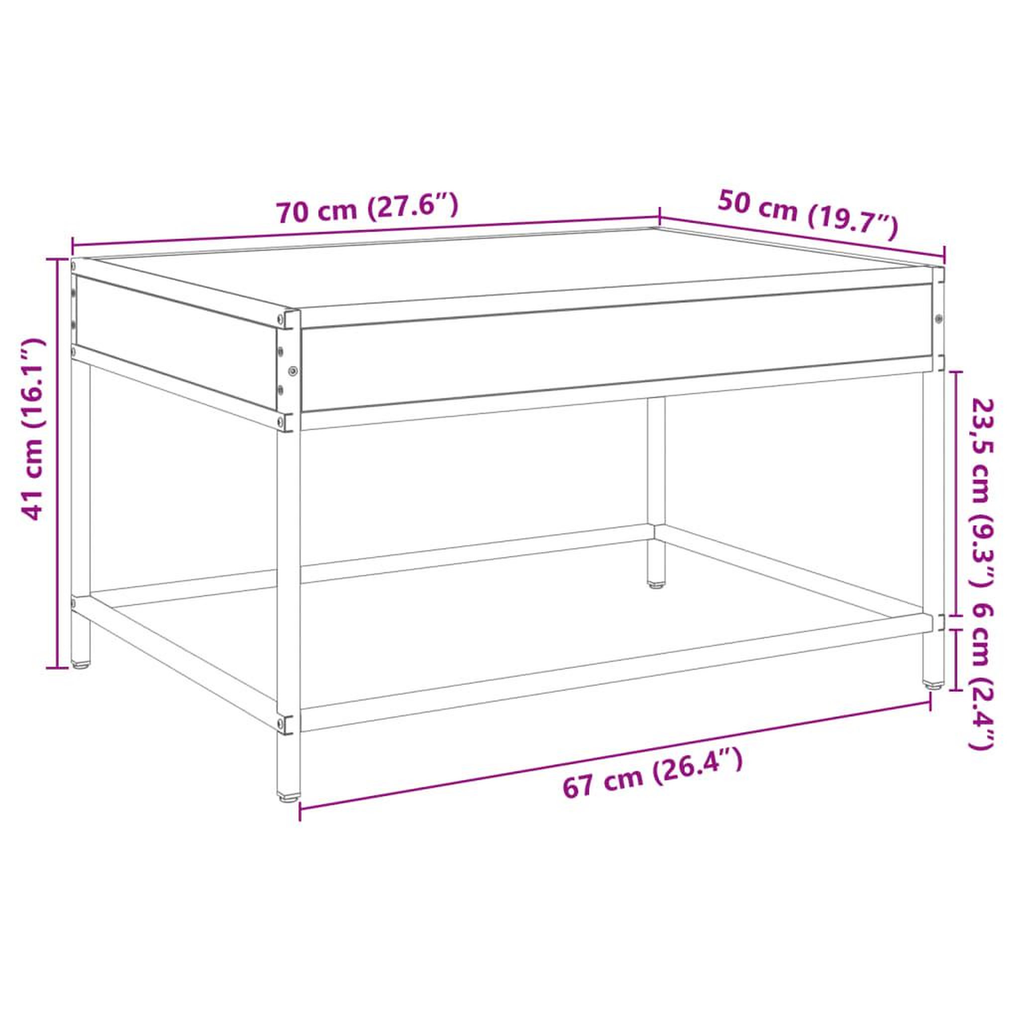 Voir la diapositive 6 : VIDAXL Table basse avec LED infini chene sonoma 70x50x41 cm