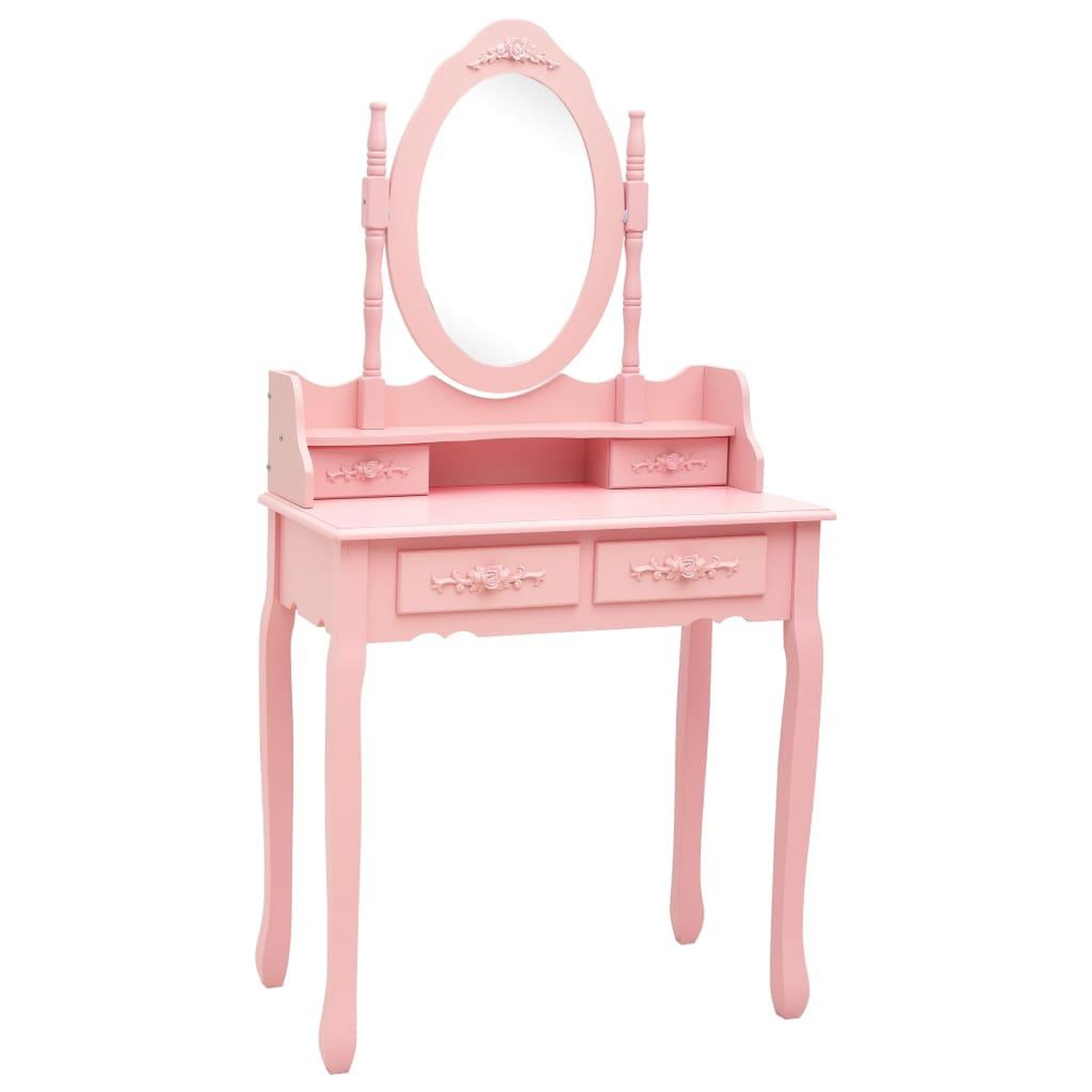 Voir la diapositive 2 : VIDAXL Ensemble de coiffeuse avec tabouret Rose 75x69x140 cm Paulownia