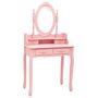 Voir la diapositive 2 : VIDAXL Ensemble de coiffeuse avec tabouret Rose 75x69x140 cm Paulownia