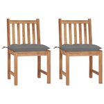 VIDAXL Chaises de jardin lot de 2 avec coussins Bois de teck massif