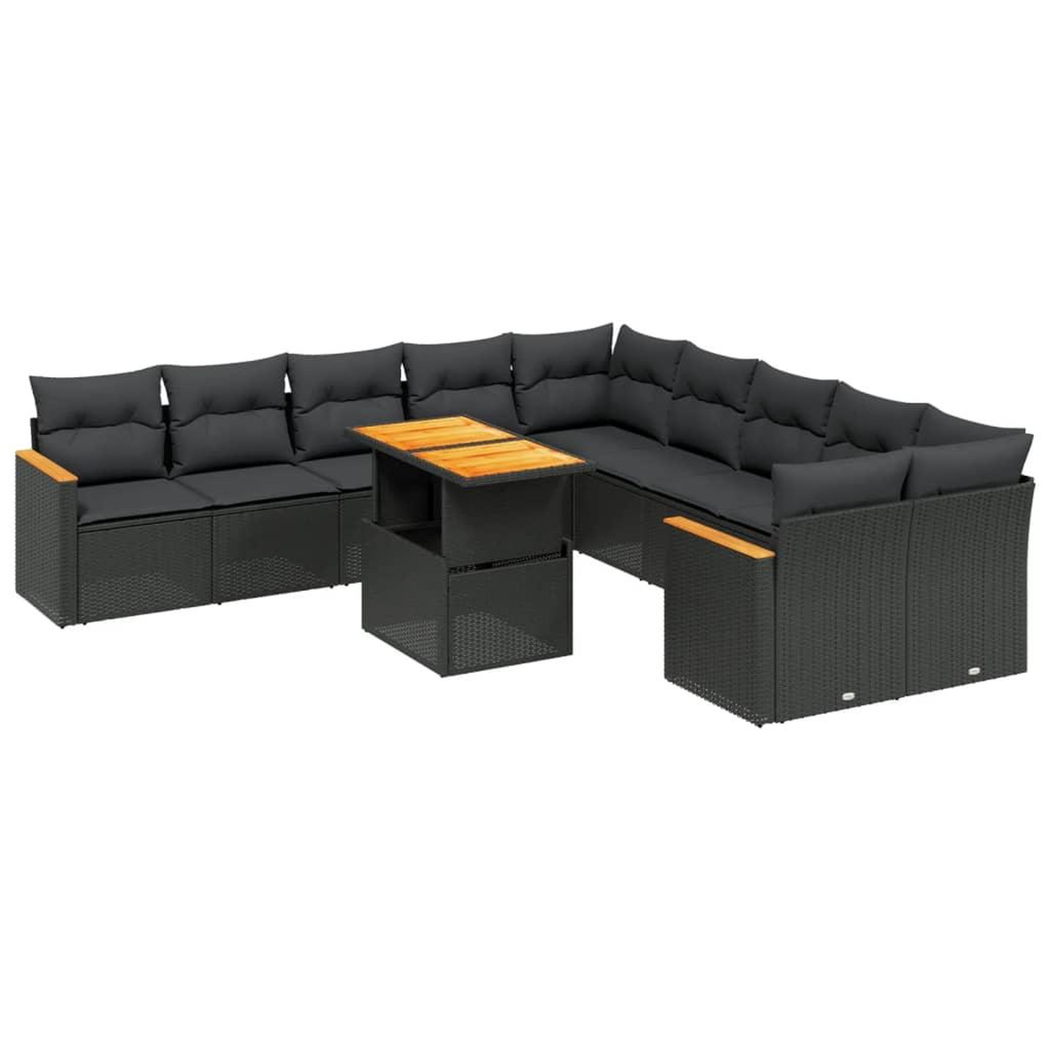 Voir la diapositive 2 : VIDAXL Salon de jardin 11 pcs avec coussins noir resine tressee