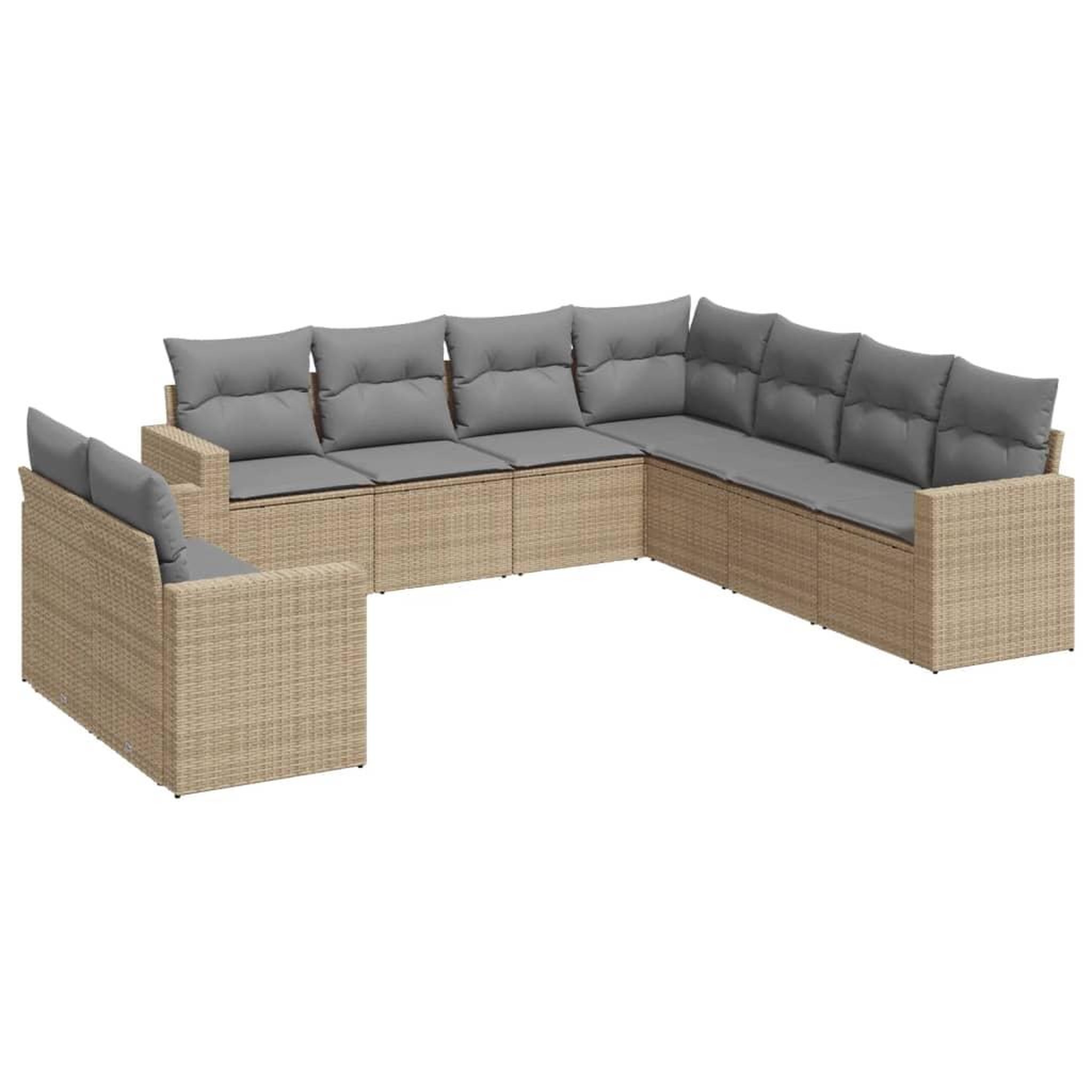 Voir la diapositive 2 : VIDAXL Salon de jardin avec coussins 9 pcs beige resine tressee
