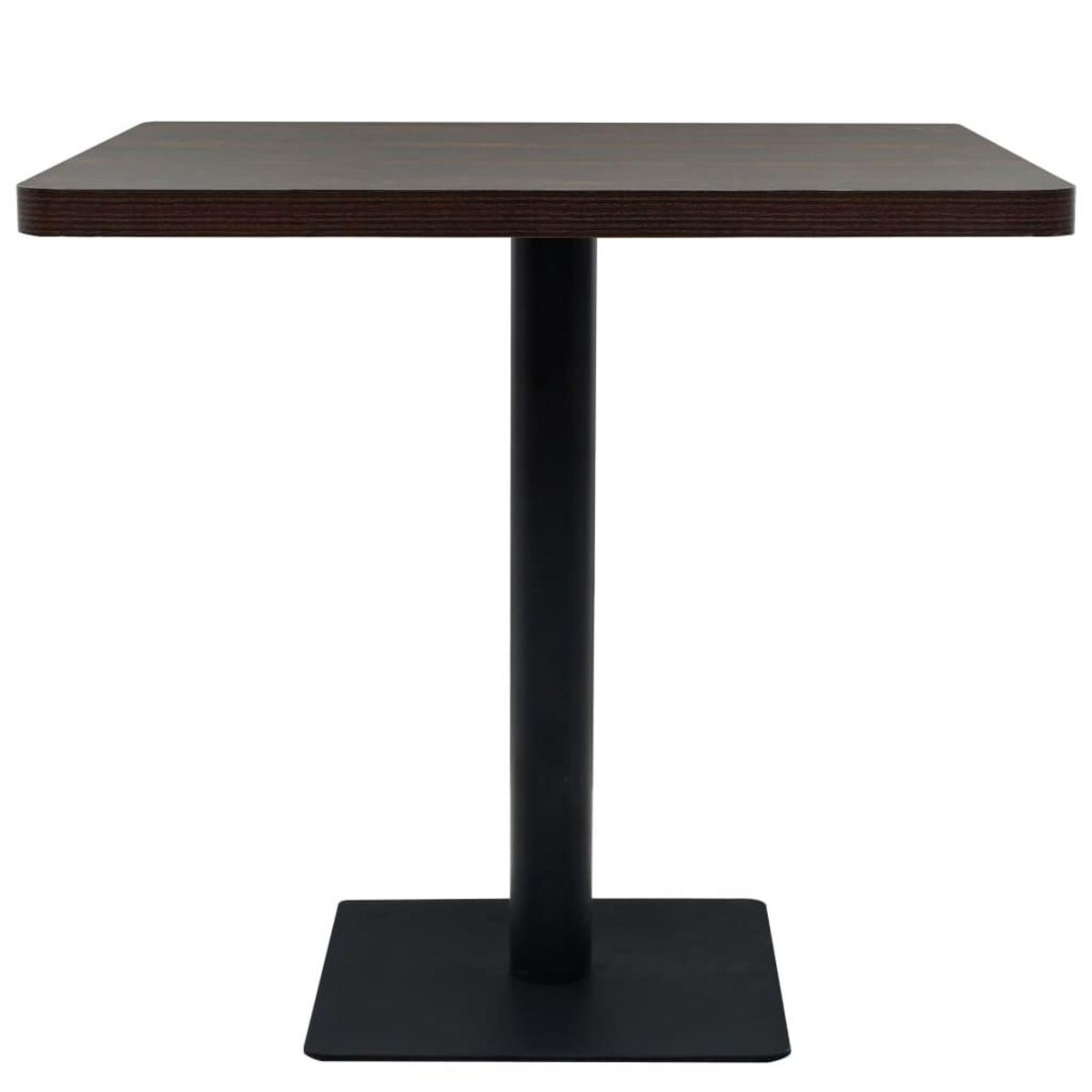 VIDAXL Table de bistro MDF et acier Carre 80 x 80 x 75 cm Frene fonce