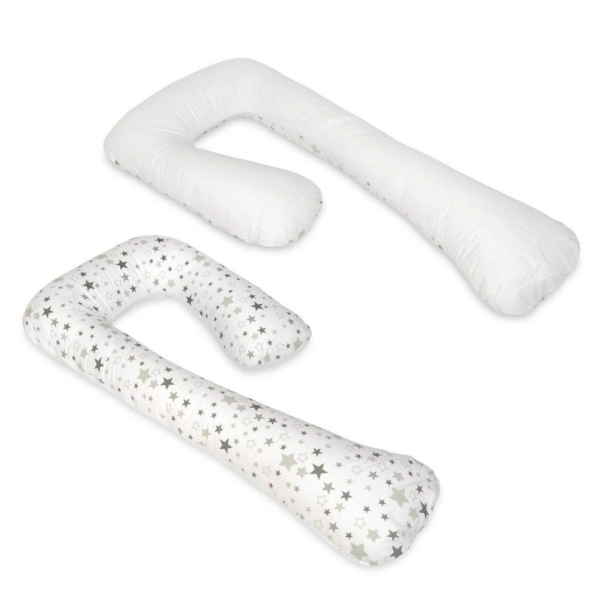 VELINDA Coussin d'accouchement pre/post natal Etoiles grises et blanches sur fond blanc – blanc