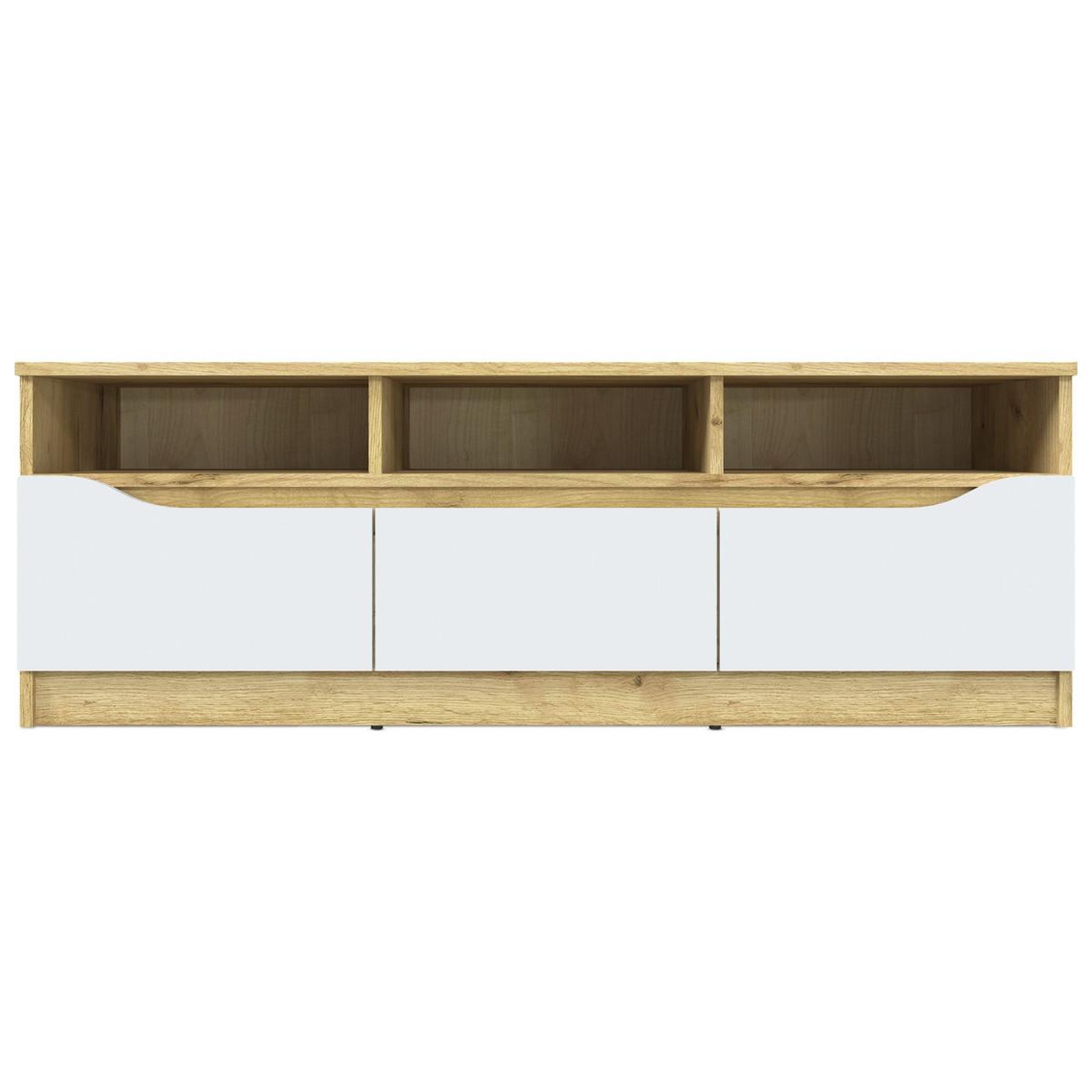 Paris Prix Meuble TV 3 Tiroirs  Miaso  130cm Naturel & Blanc
