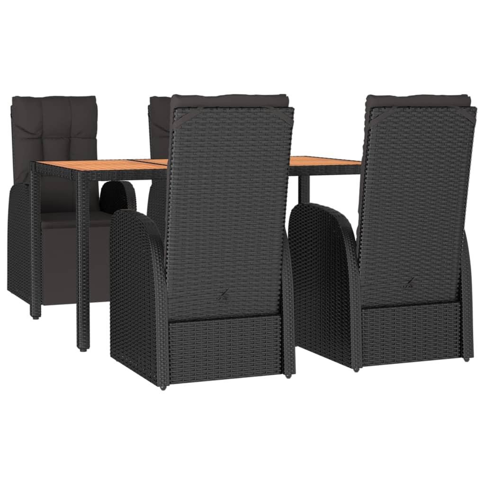Voir la diapositive 3 : VIDAXL Ensemble a manger de jardin 5pcs noir poly rotin et acacia