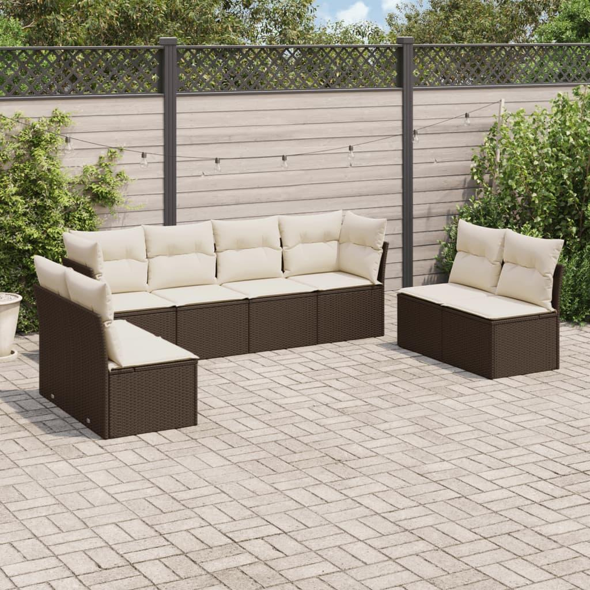 VIDAXL Salon de jardin 8 pcs avec coussins marron resine tressee