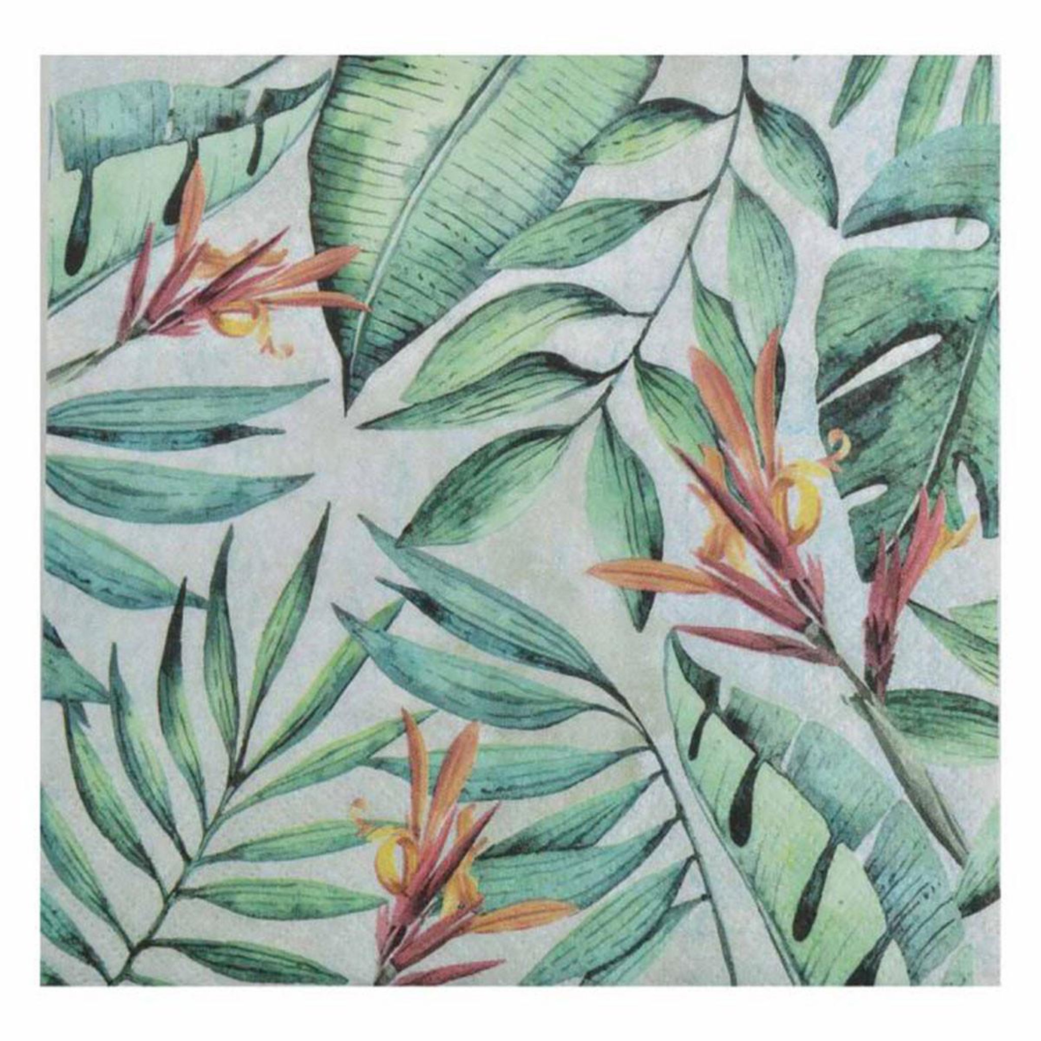 HOMEA Lot de 20 serviettes en papier  jardin tropical  33x33cm vert