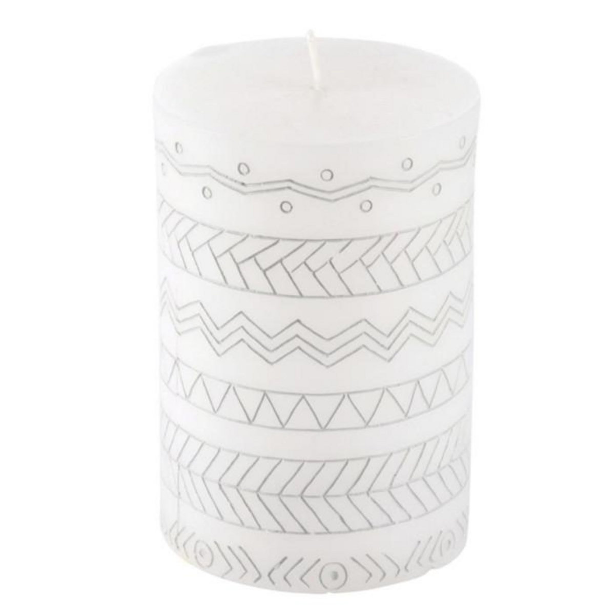 Paris Prix Bougie Pilier Embossée  Graphic Ethnic  10cm Blanc