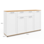 Voir la diapositive 5 : ID MARKET Buffet 140 cm VITO 4 portes et 1 tiroir blanc et bois