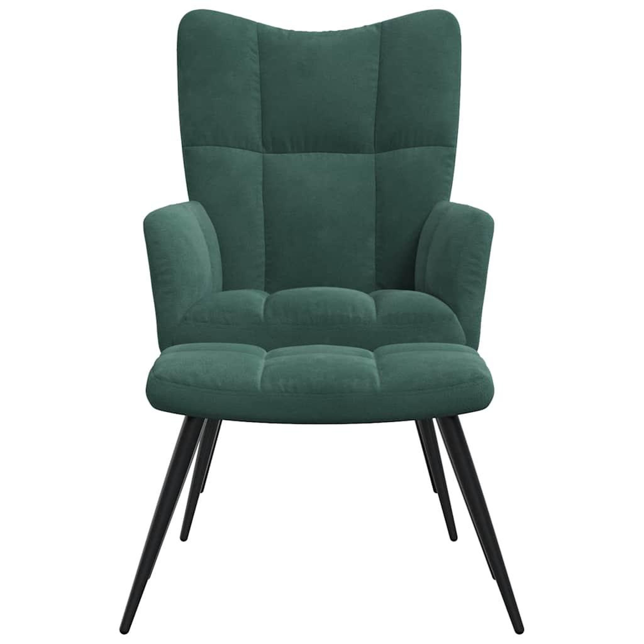 Voir la diapositive 3 : VIDAXL Chaise de relaxation avec tabouret Vert fonce Velours