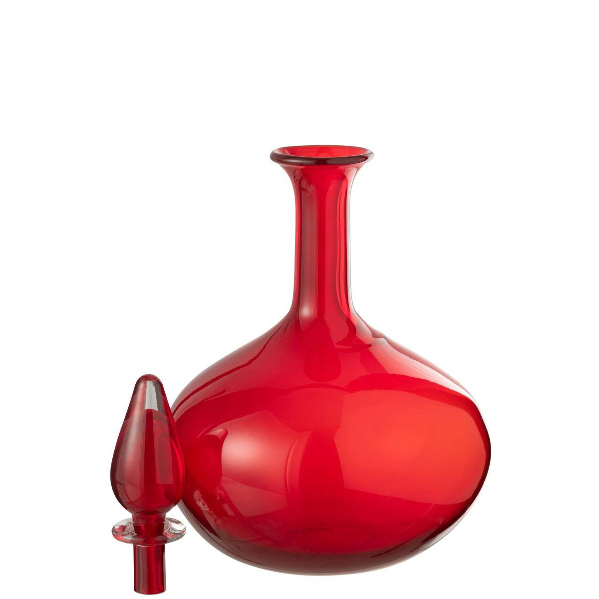 Voir la diapositive 2 : J-LINE Vase bouchon en verre  herschel  33cm rouge
