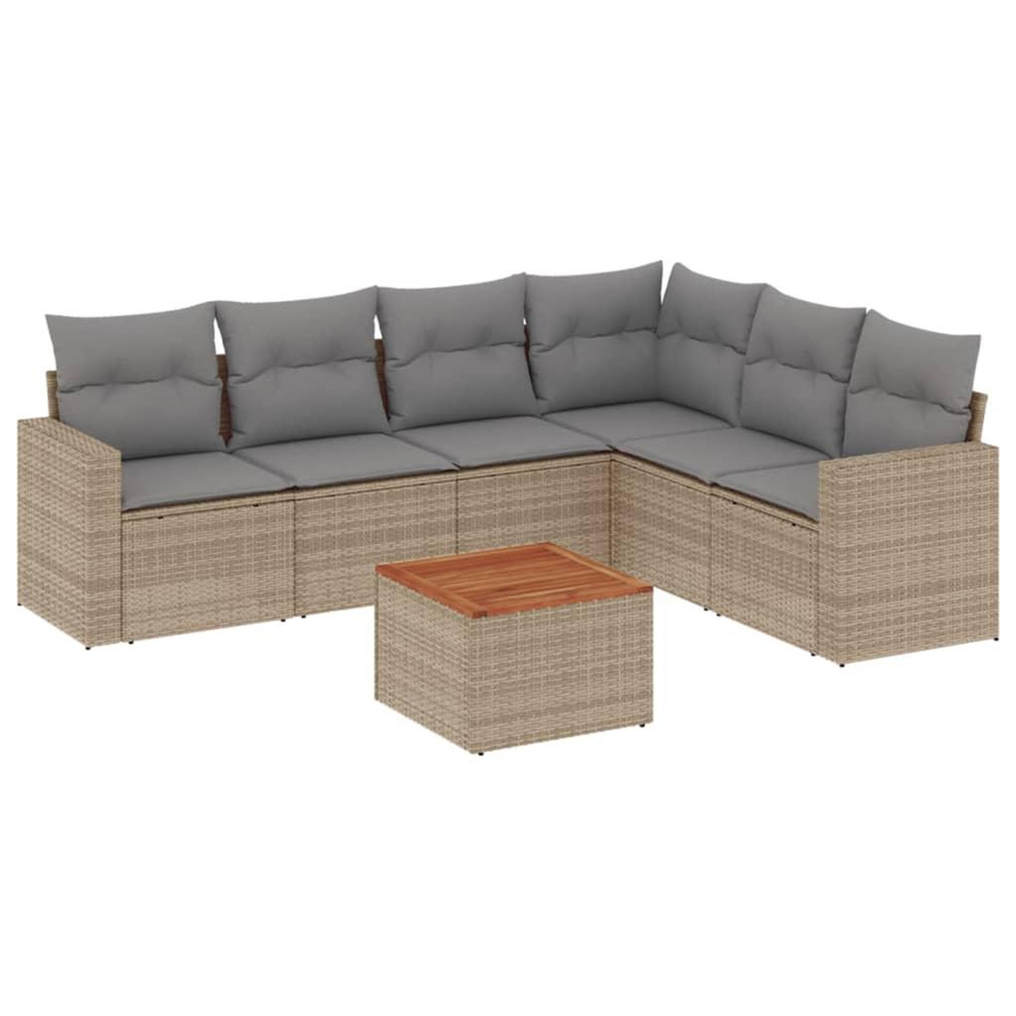 Voir la diapositive 2 : VIDAXL Salon de jardin avec coussins 7 pcs beige resine tressee