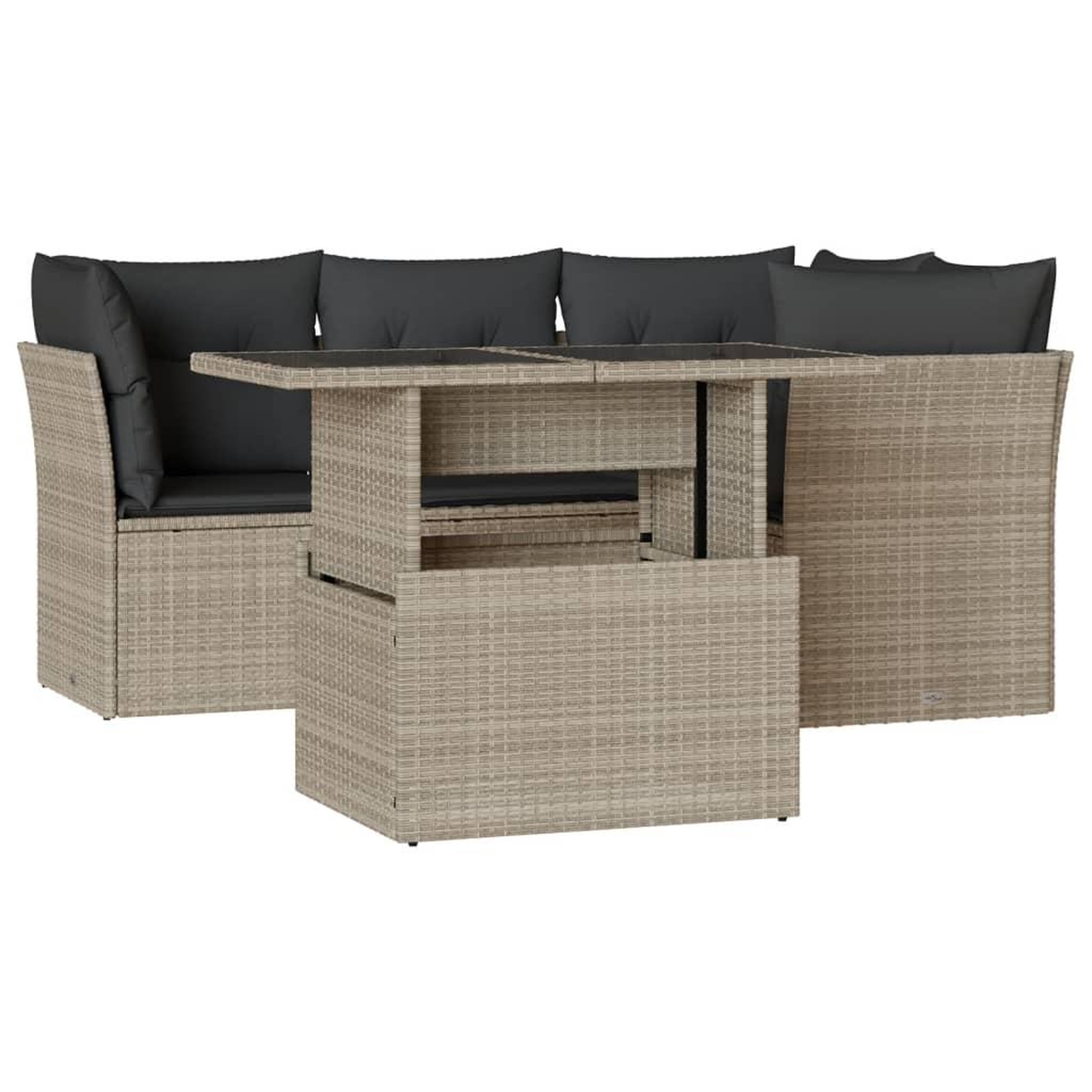 Voir la diapositive 2 : VIDAXL Salon de jardin 5 pcs avec coussins gris clair resine tressee