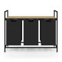 Voir la diapositive 3 : ID MARKET Panier à linge 3 bacs DETROIT tissu noir design industriel
