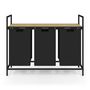 Voir la diapositive 3 : ID MARKET Panier à linge 3 bacs DETROIT tissu noir design industriel