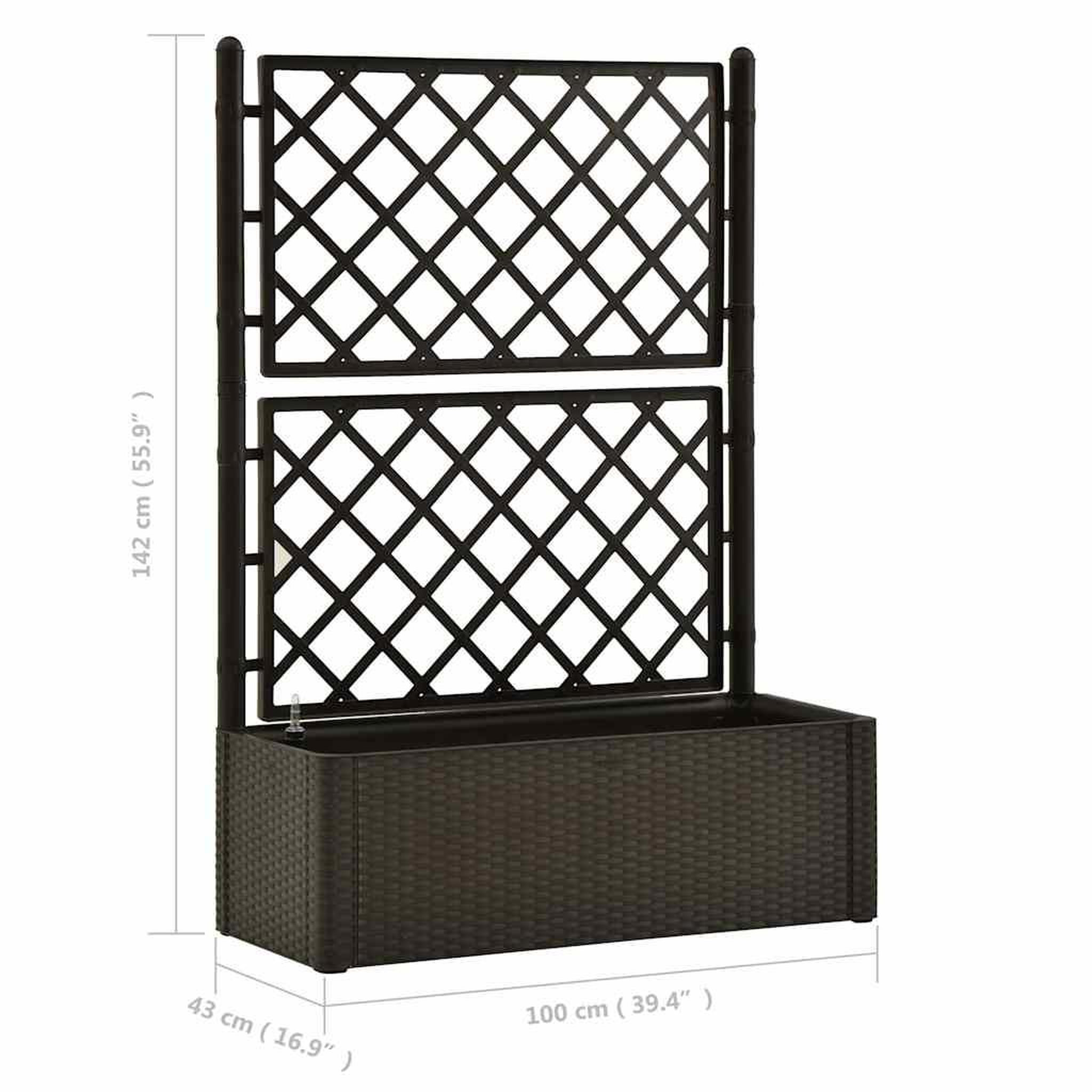 Voir la diapositive 6 : VIDAXL Lit sureleve de jardin et treillis et systeme d'arrosage moka