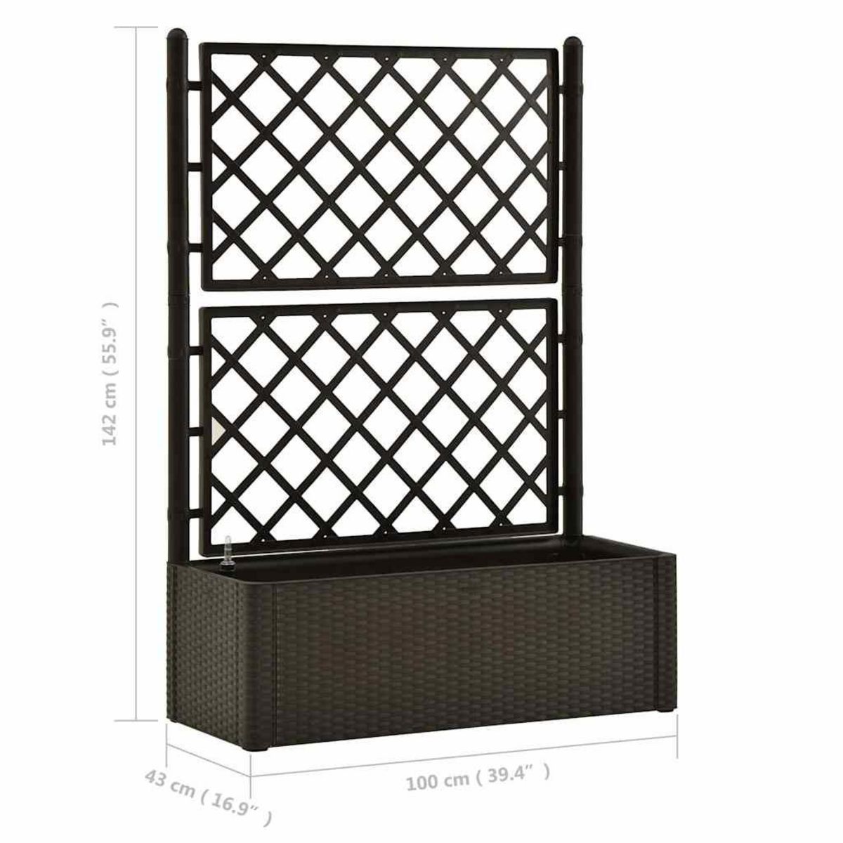 VIDAXL Lit sureleve de jardin et treillis et systeme d'arrosage Moka