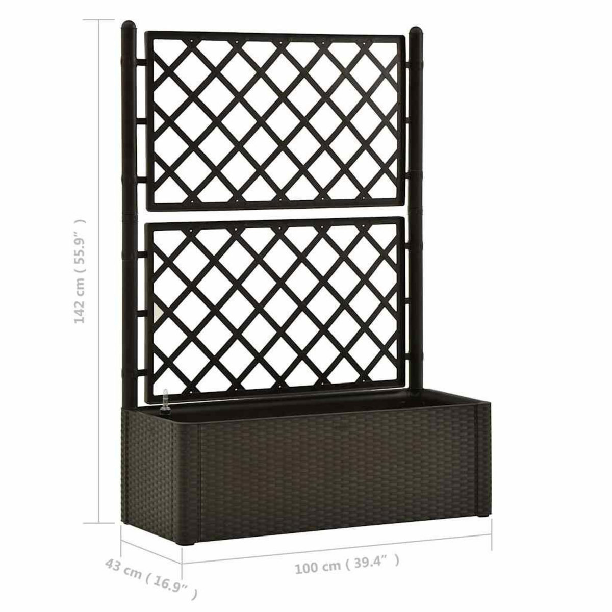 VIDAXL Lit sureleve de jardin et treillis et systeme d'arrosage Moka