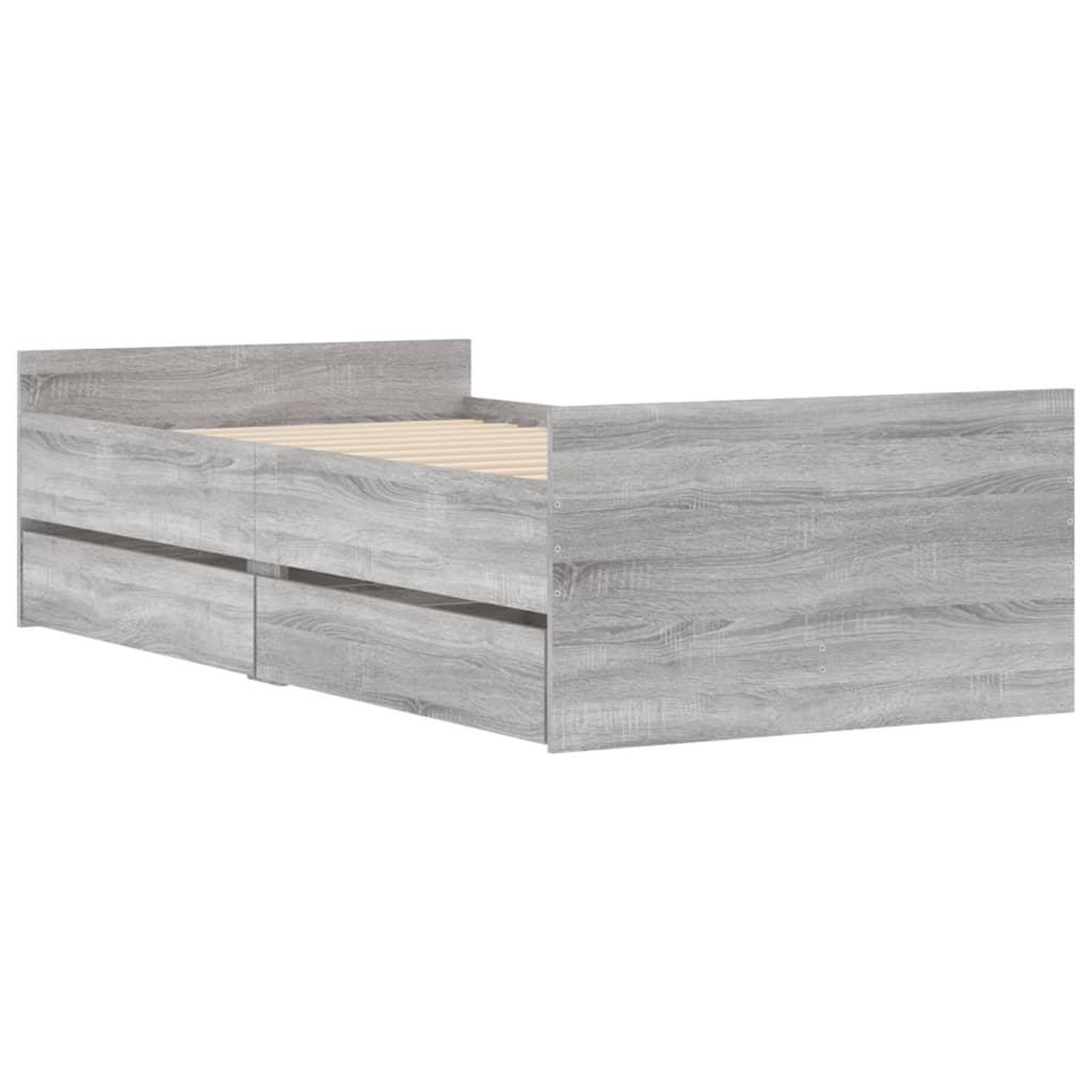Voir la diapositive 4 : VIDAXL Cadre de lit avec tiroirs sans matelas sonoma gris 100x200 cm