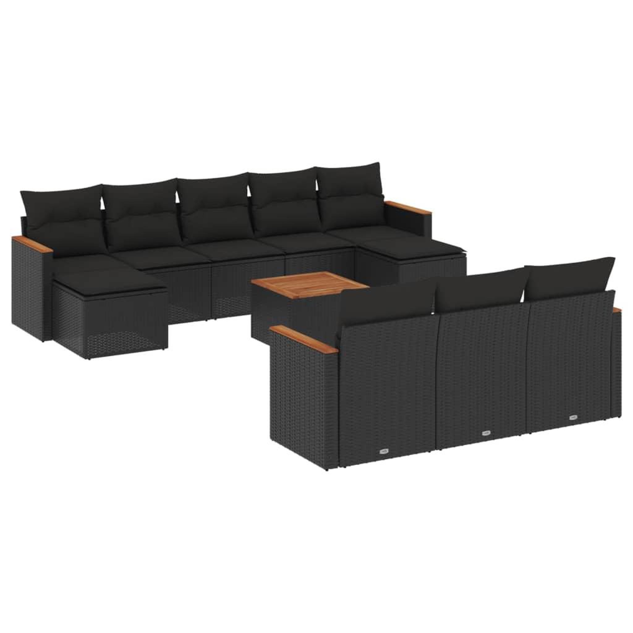 Voir la diapositive 2 : VIDAXL Salon de jardin 11 pcs avec coussins noir resine tressee