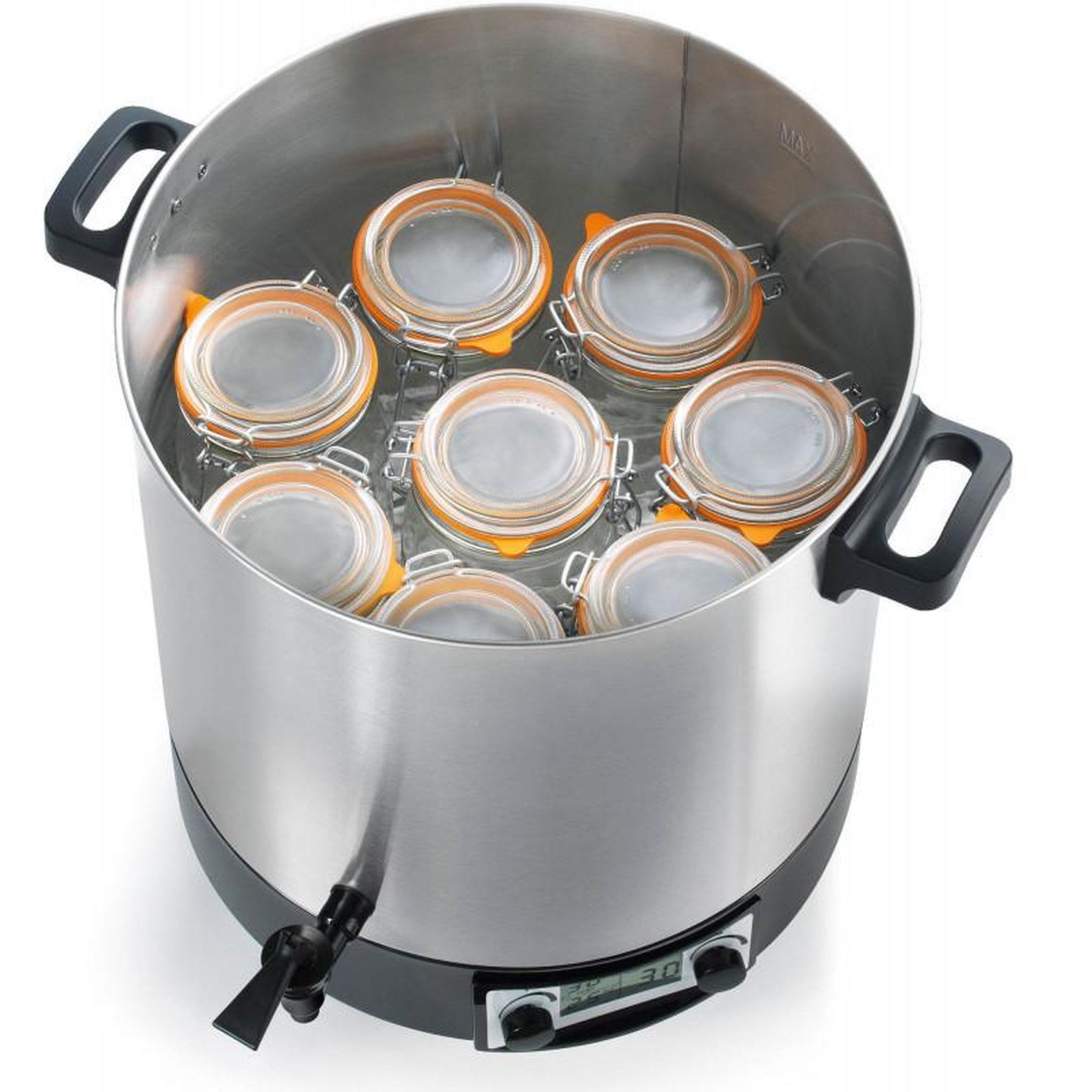Voir la diapositive 4 : Kitchen chef Stérilisateur de bocaux électrique cuve inox avec écran lcd robinet et minuteur 31l 2000w - KCPST31LCD.IX